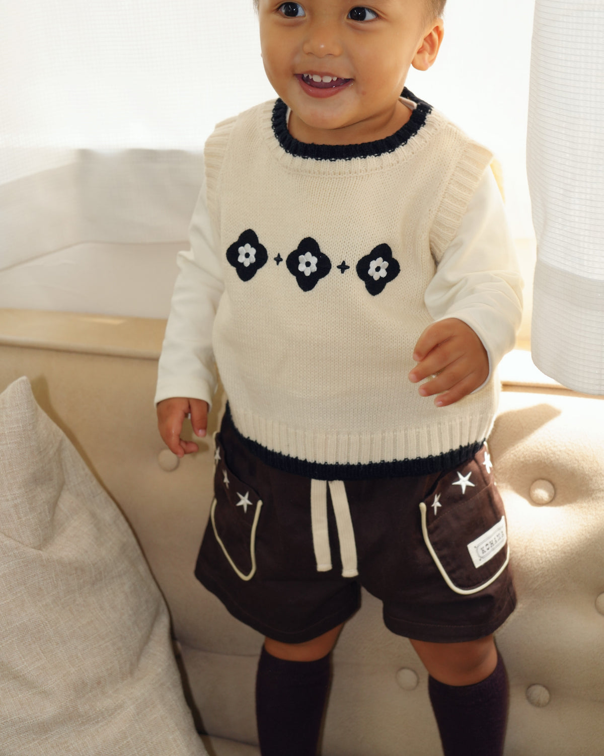 Monochrome Vintage Tile Knit Vest【150001】