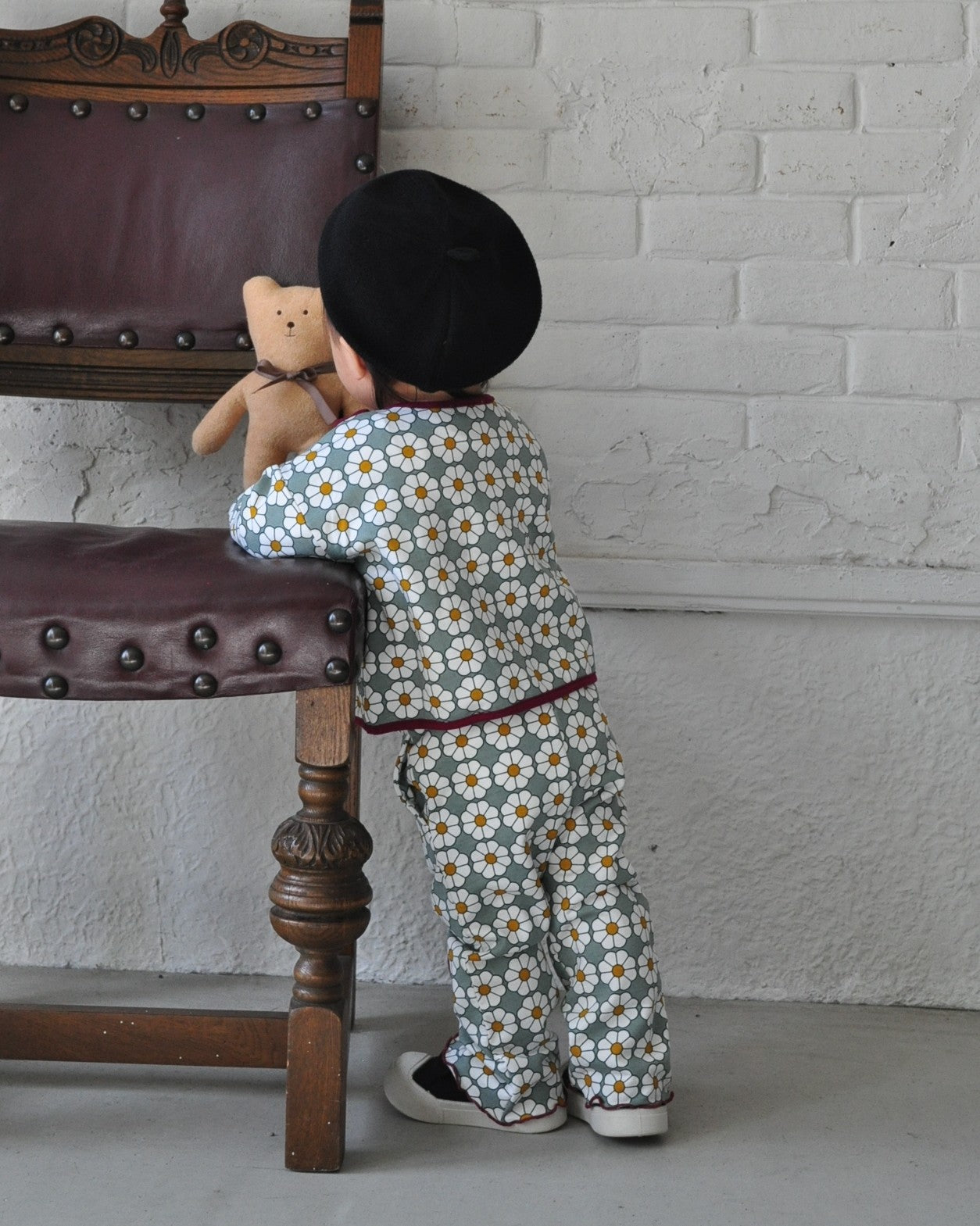 Retro Daisy Pattern Flared Pants【110120】(GREEN)