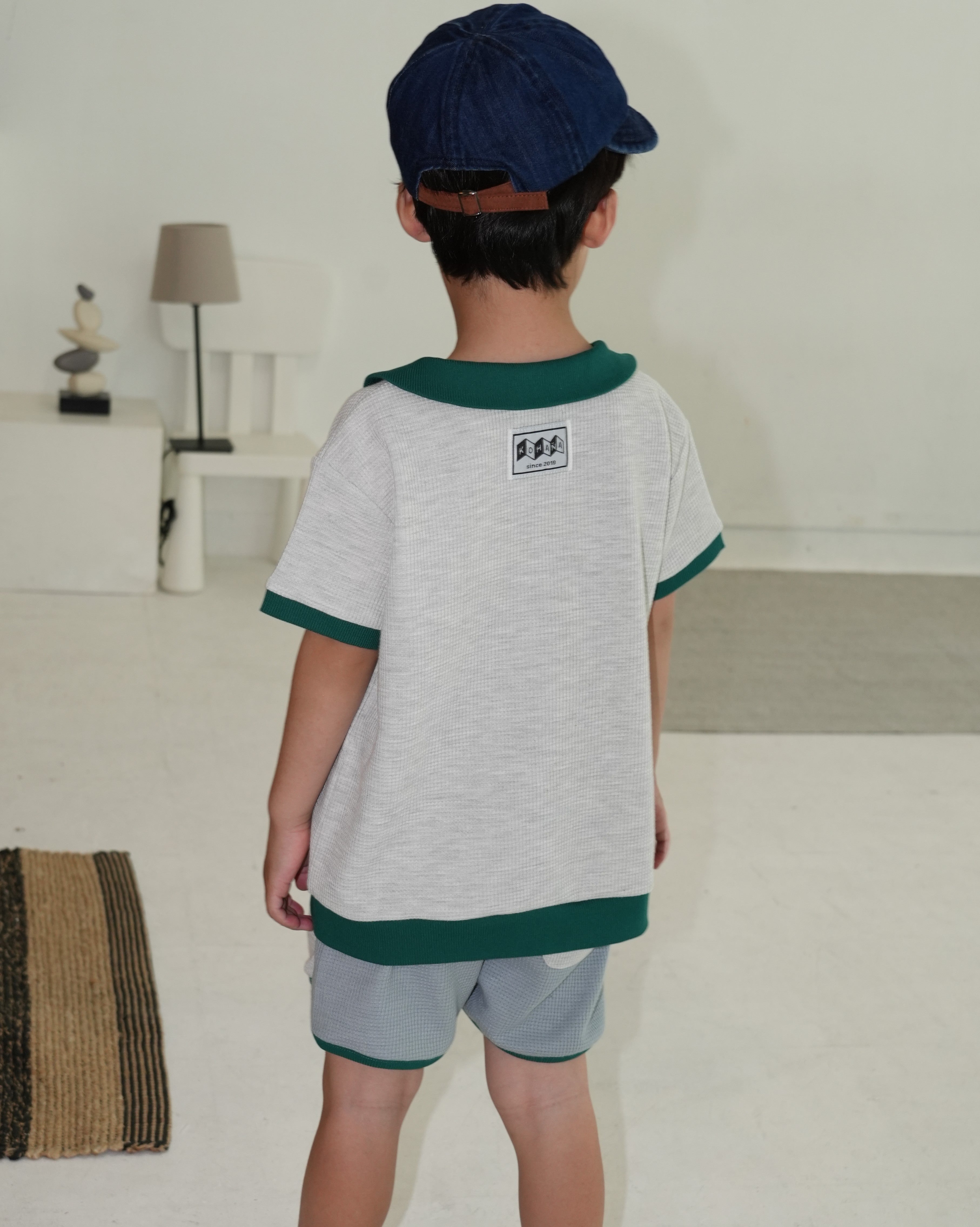 Bicolor Waffle Collared Polo Shirt【150021】