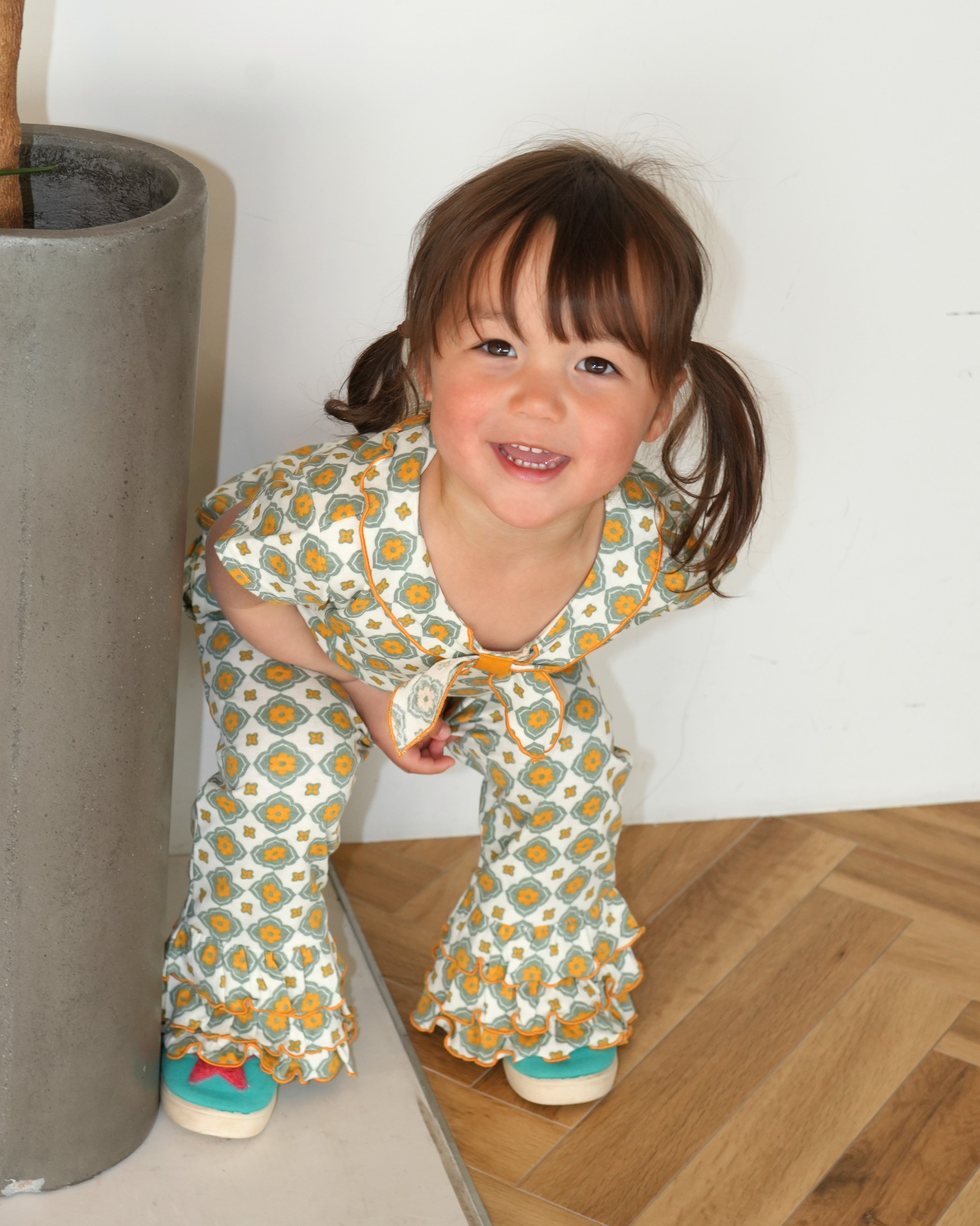 Vintage Tile Pattern Scarf Tee【110221】 (Mustard)