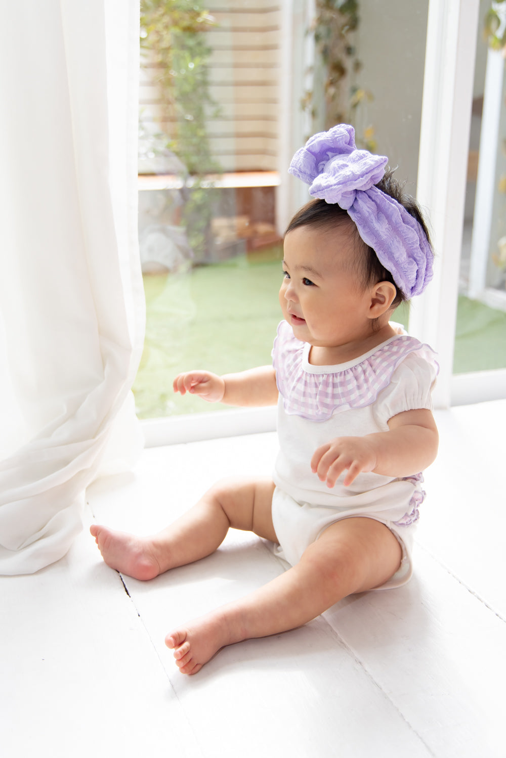 チェックフリルロンパース【110064】