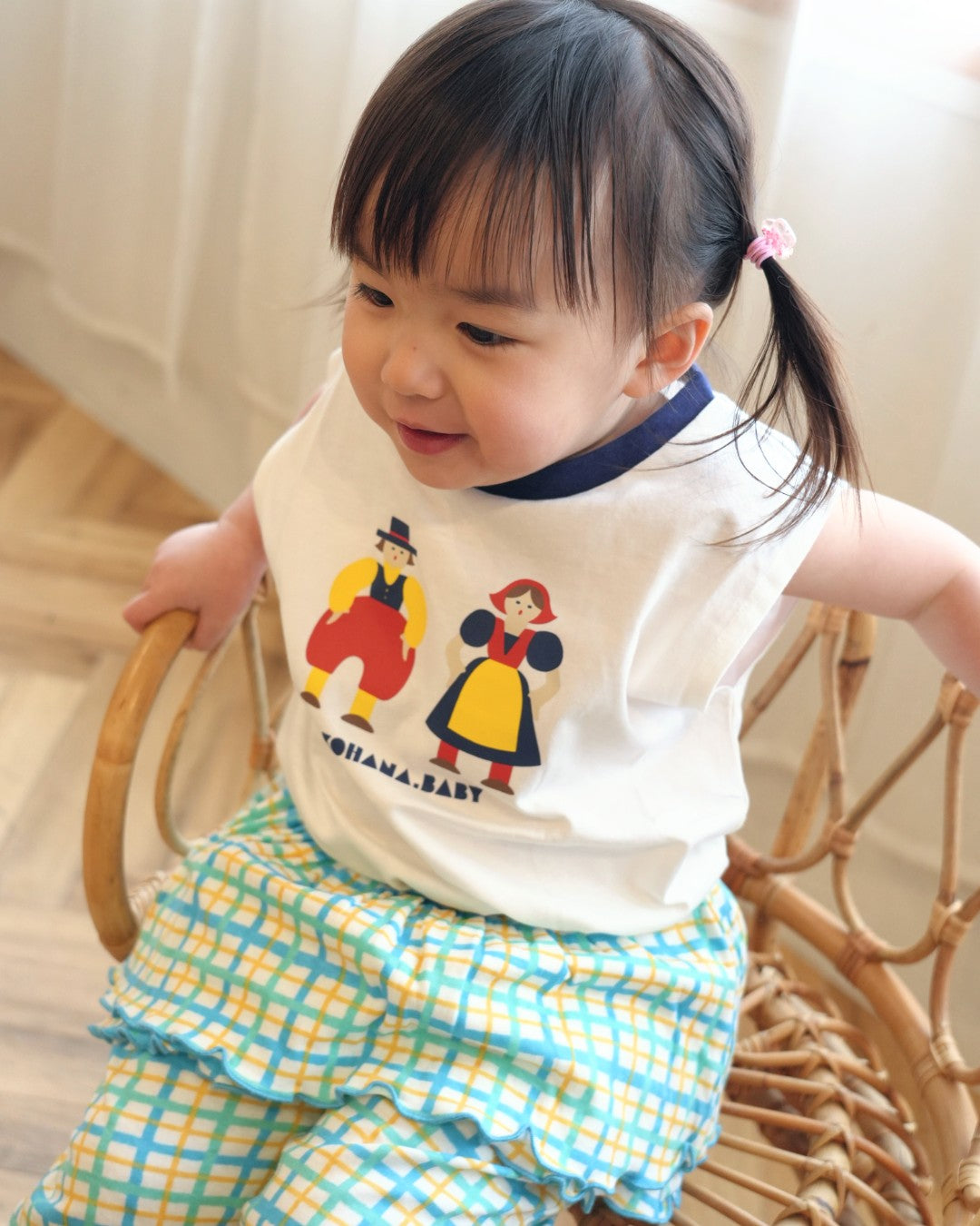 Hand Drawn Check Gathered Skirt【110234】 (Blue)