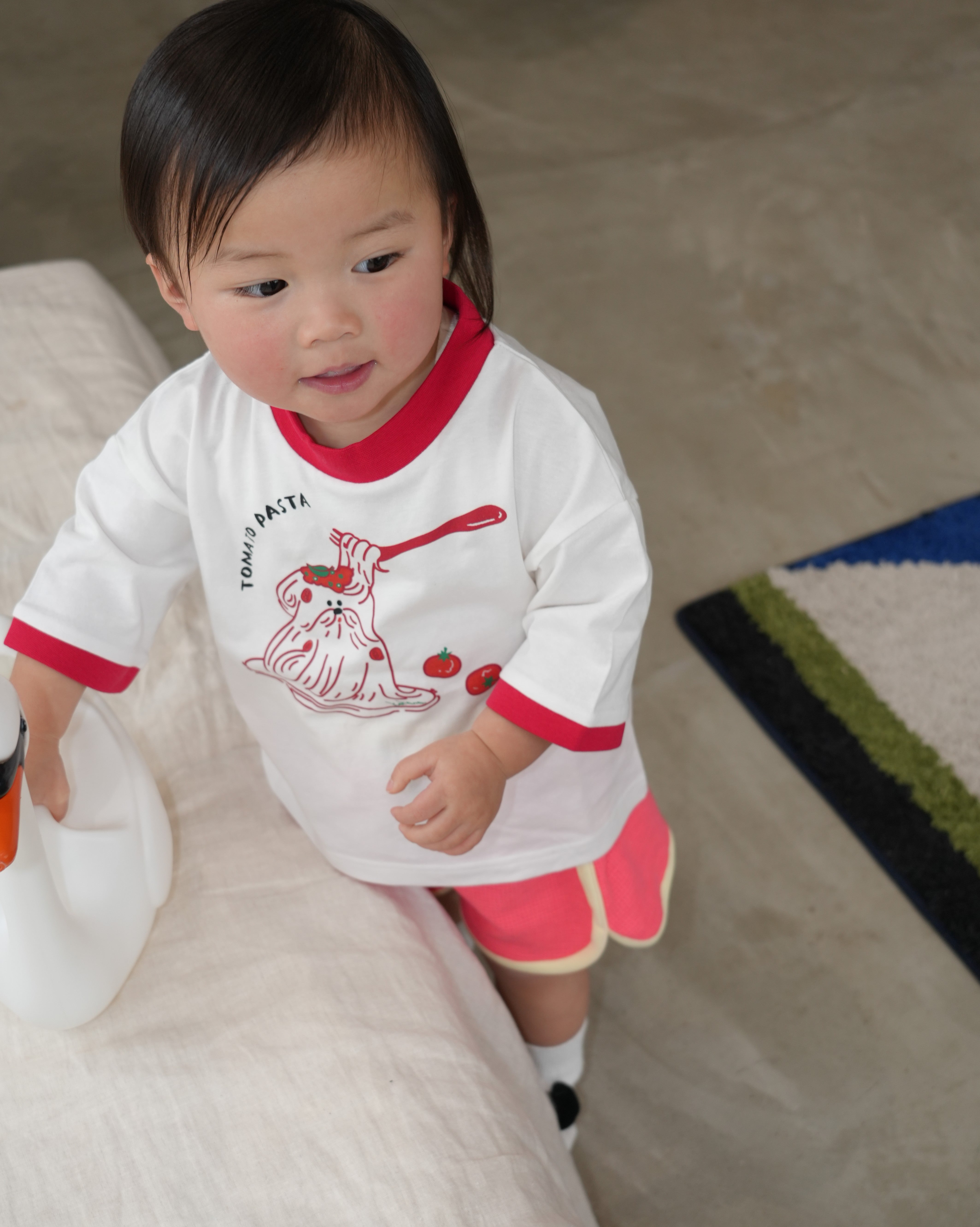 Tomato Pasta Dog Ringer Tee【110135】 (red)