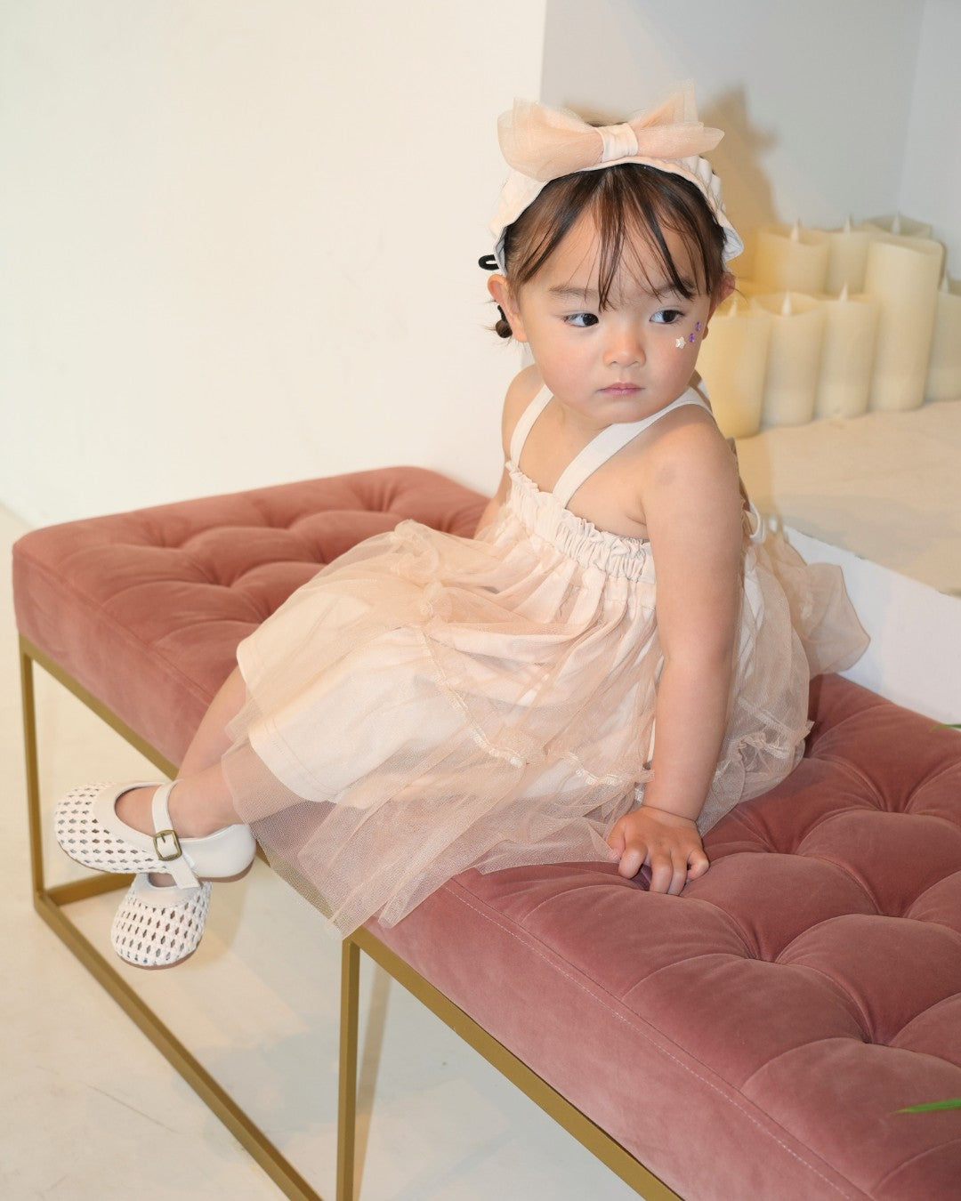 One Tone Sheer Tulle Dress【110280】 (Pink)