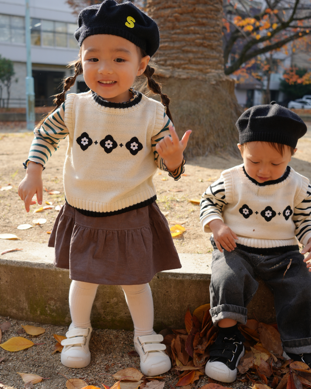 Monochrome Vintage Tile Knit Vest