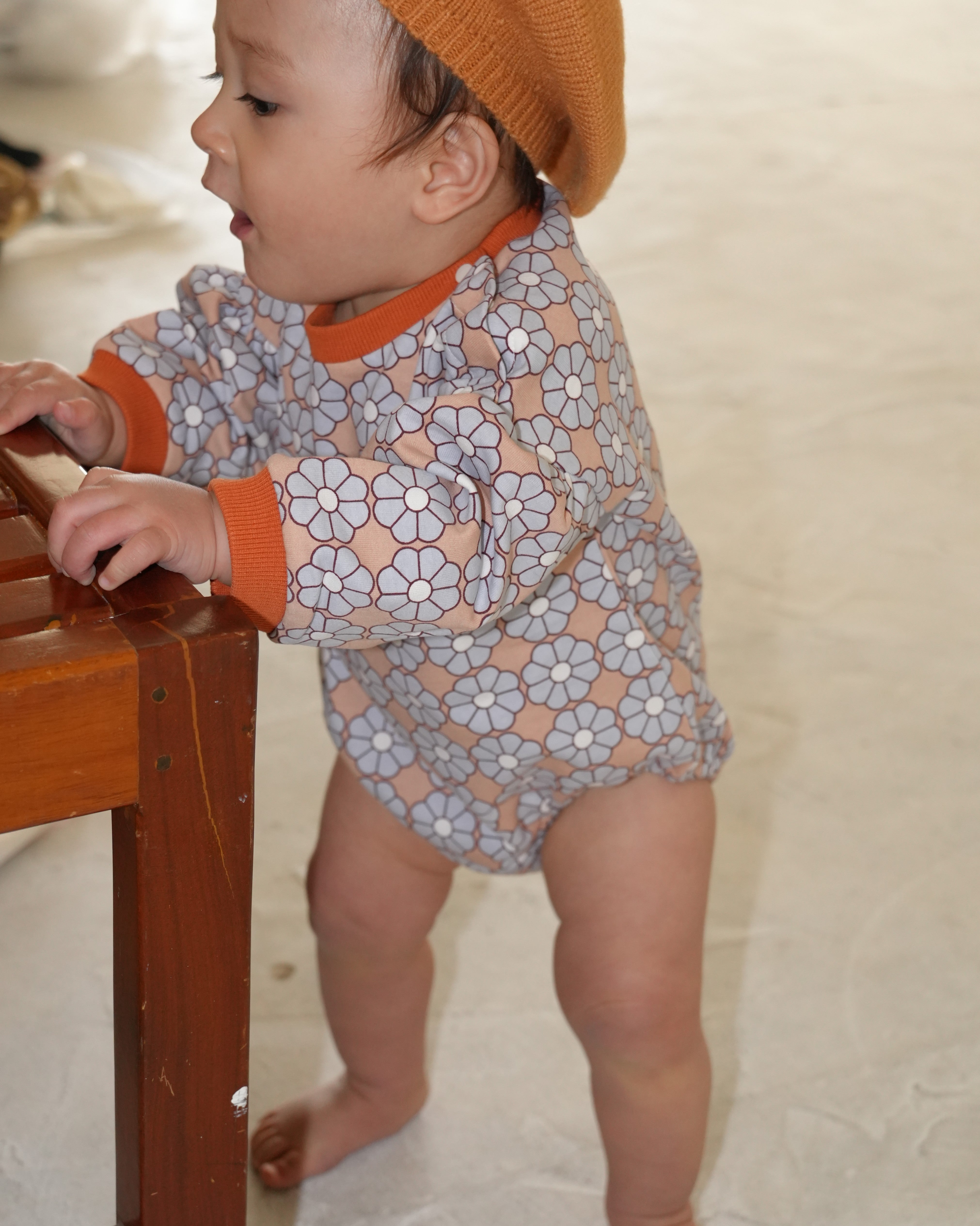 Retro Daisy Pattern Rompers【110116】(BROWN)