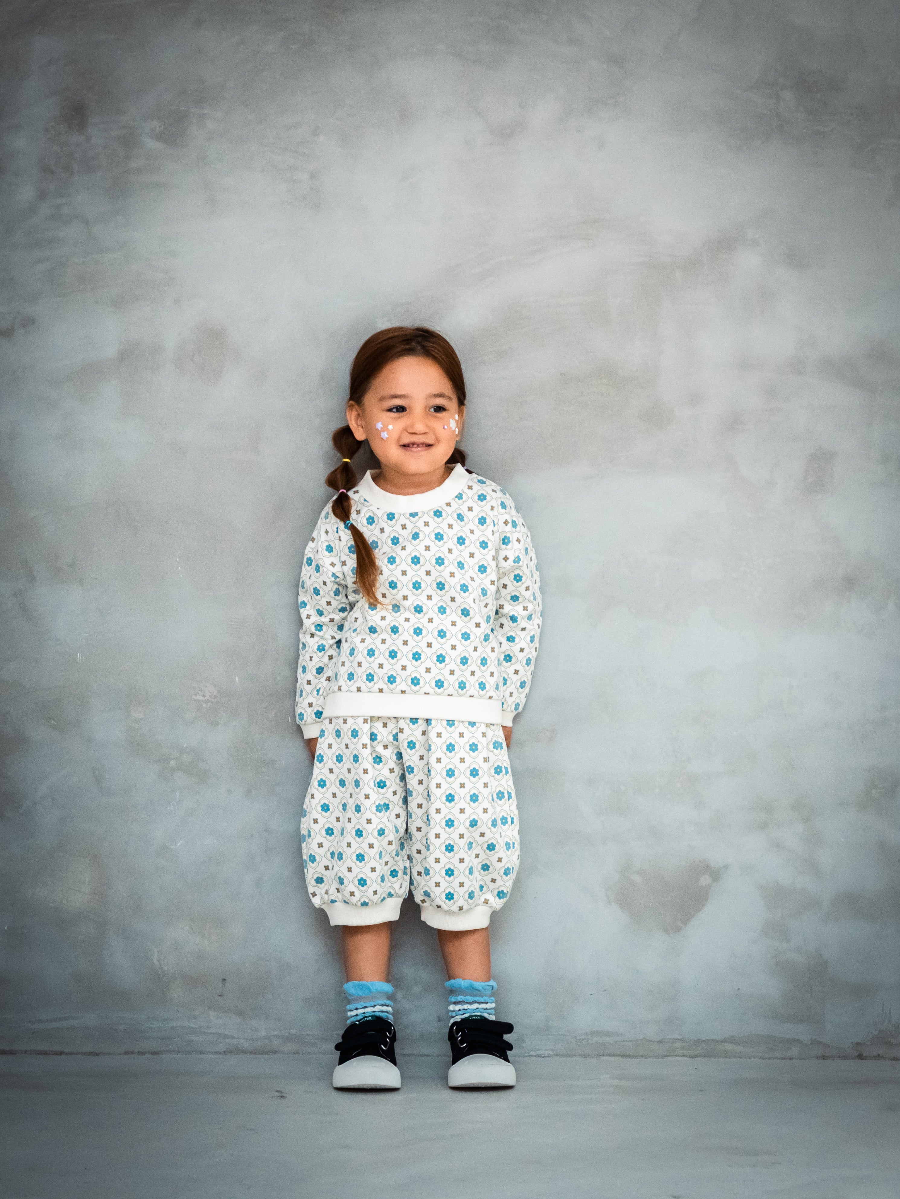 ヴィンテージタイル柄パンツ【110096】(Blue)