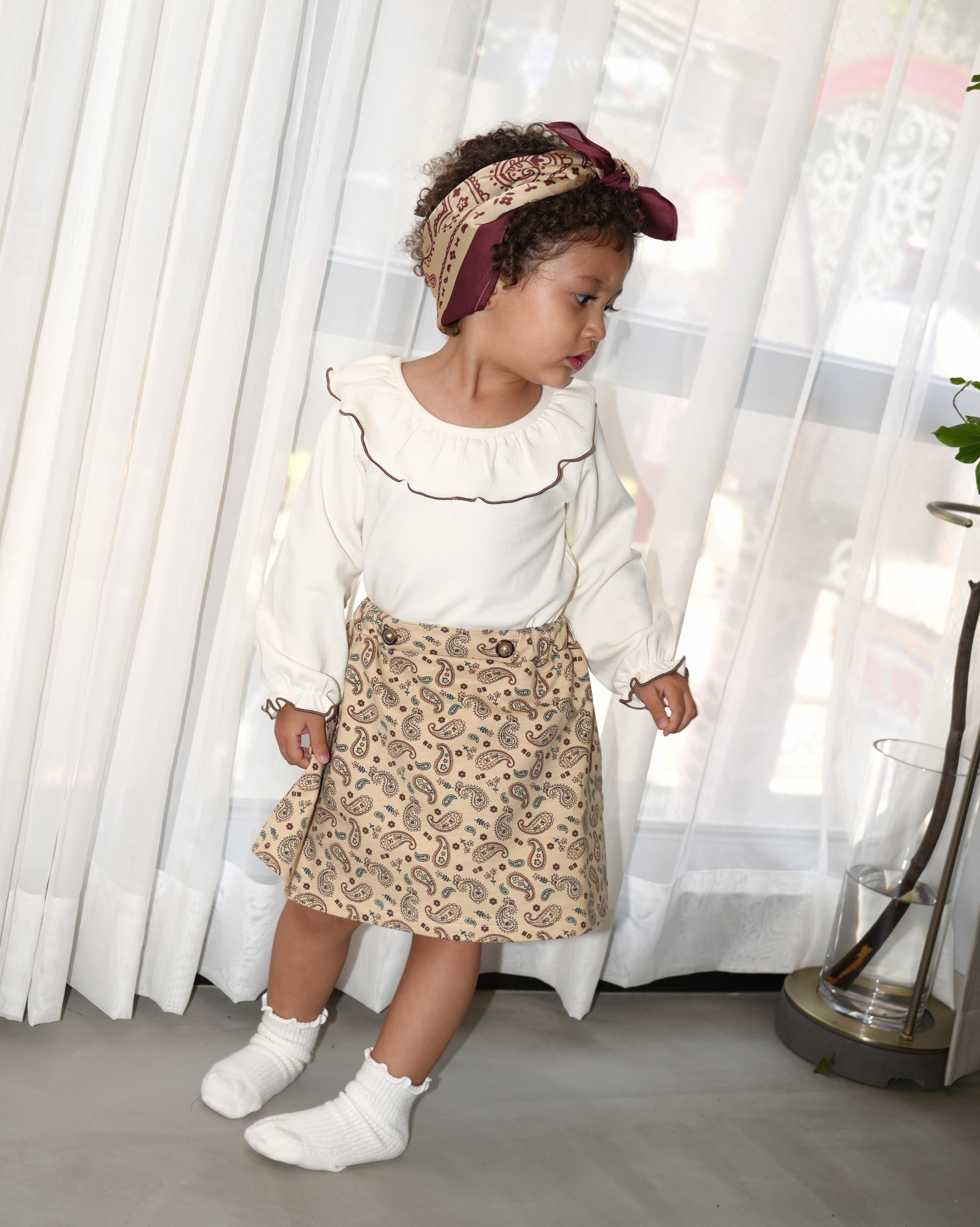 Floral Paisley Suspender Skirt【110339】