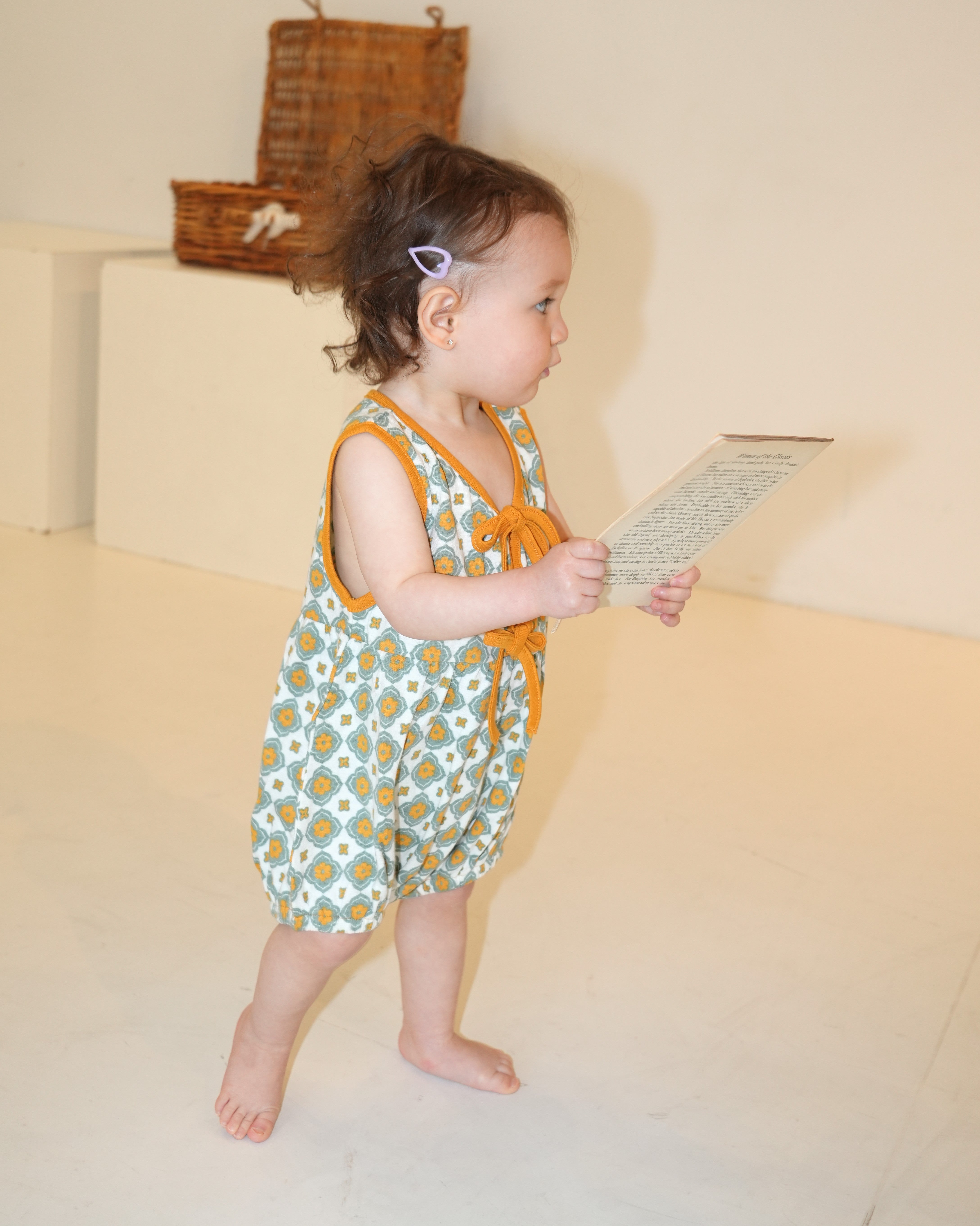 Vintage Tile Pattern Bloomer Salopette【110220】 (Mustard)