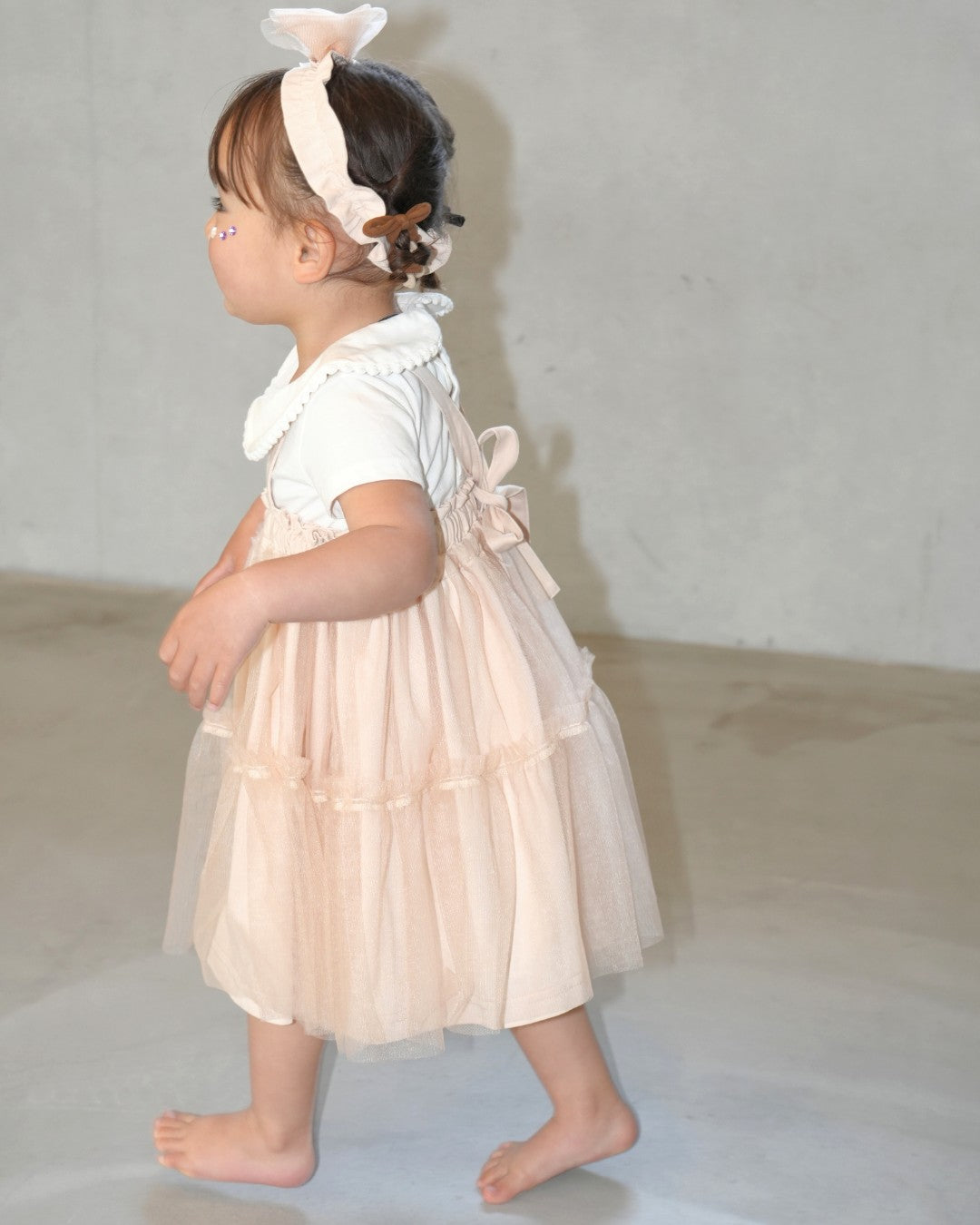 One Tone Sheer Tulle Dress【110280】 (Pink)