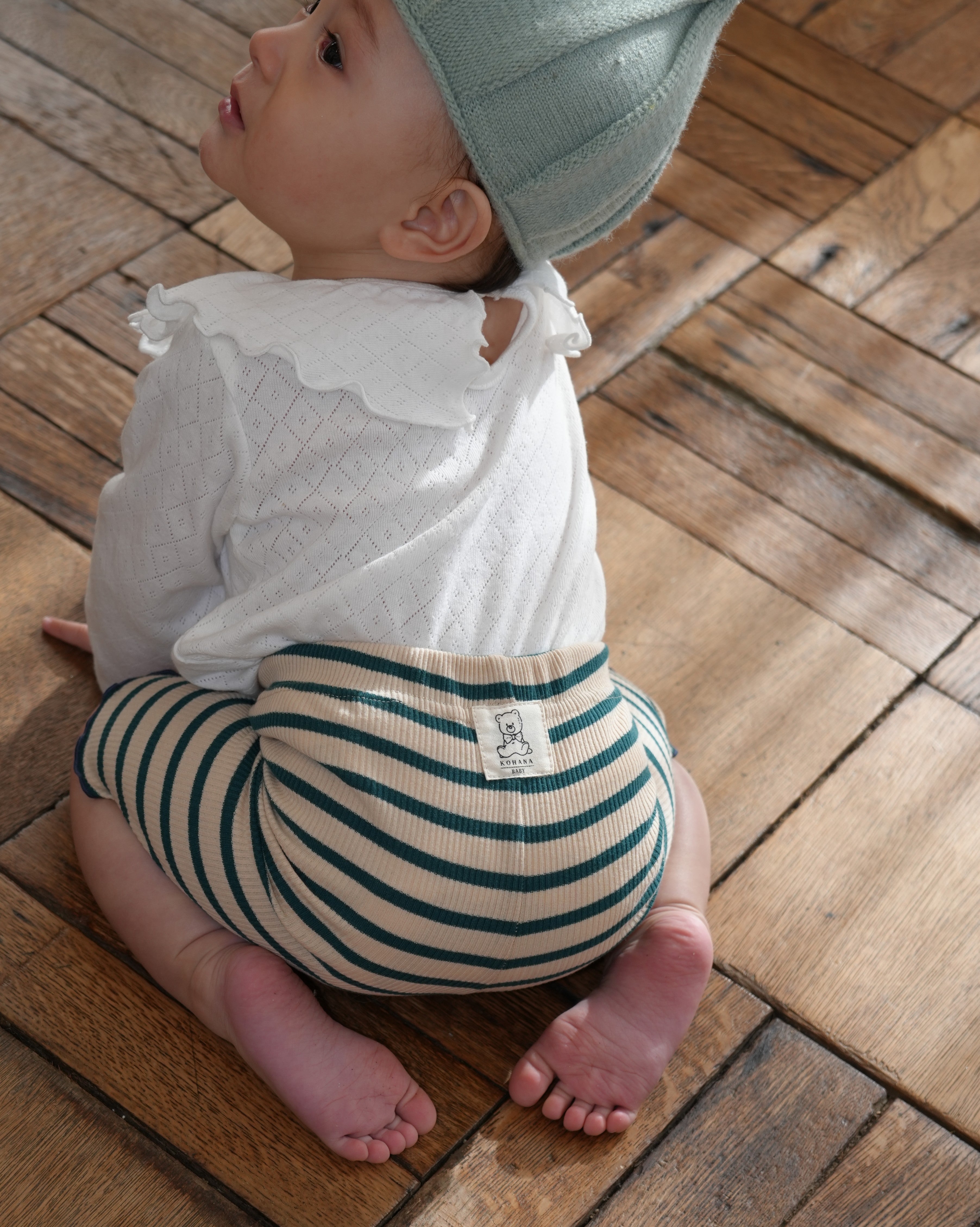 Eyelet Ribbed Frill Collar Shirt【110215】(WHITE)