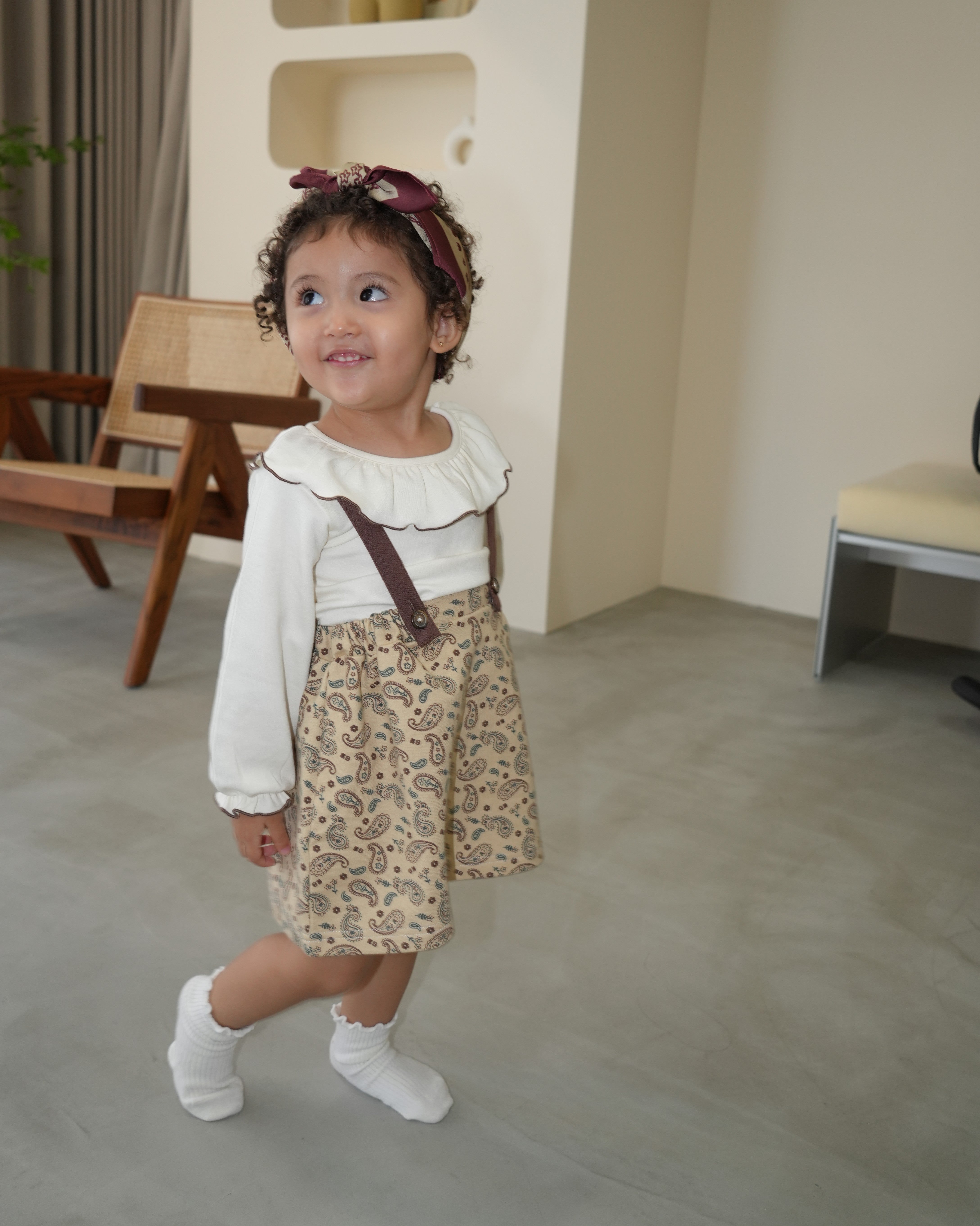 Floral Paisley Suspender Skirt【110339】