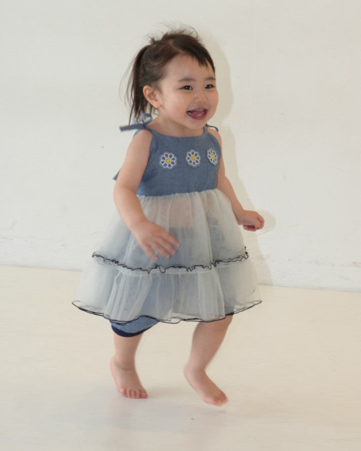 Dungaree Floral Tulle Dress【110261】