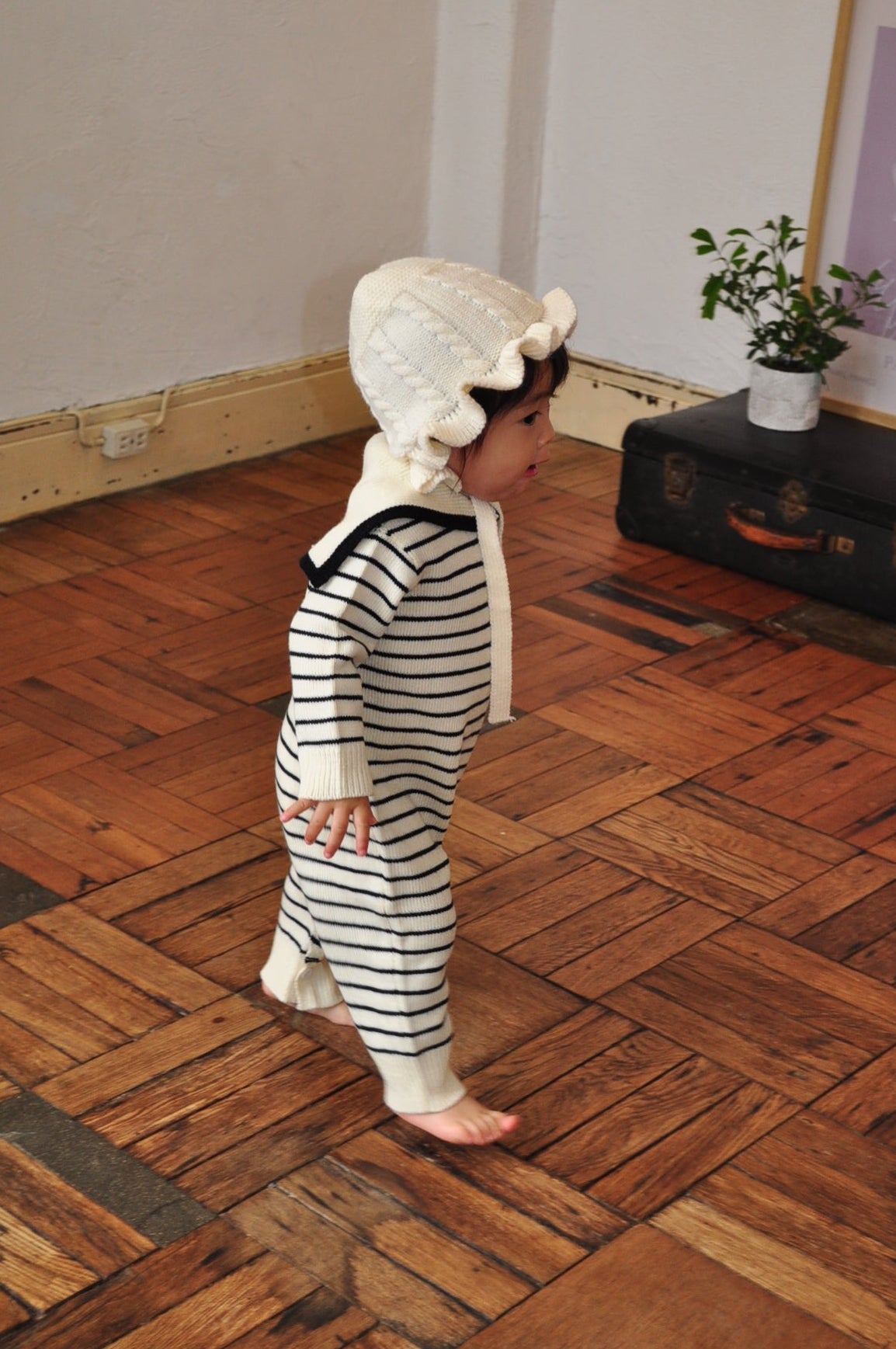 Sailor Collar Knit Cover All(border)