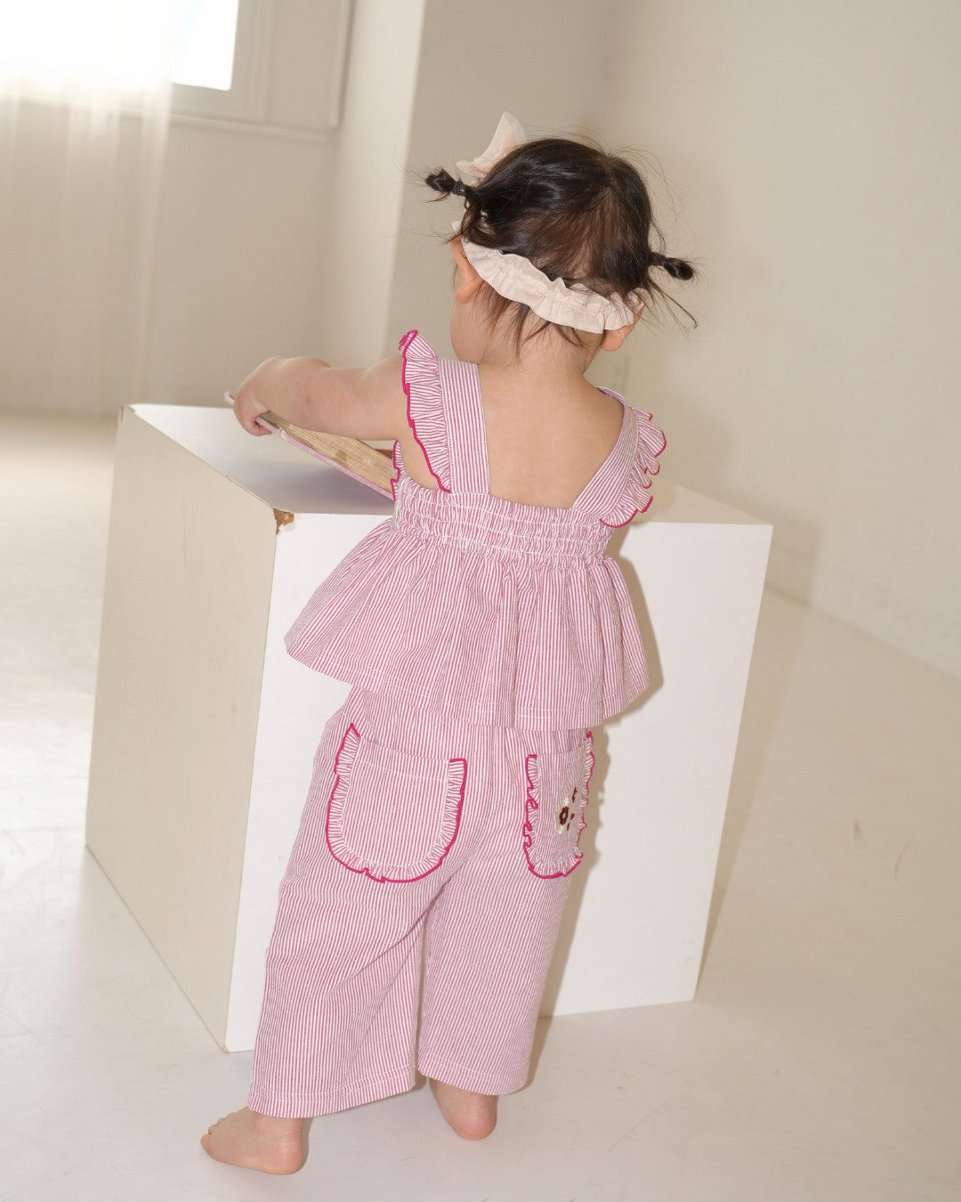 Floral Embroidered Striped Camisole【110276】 (Red)