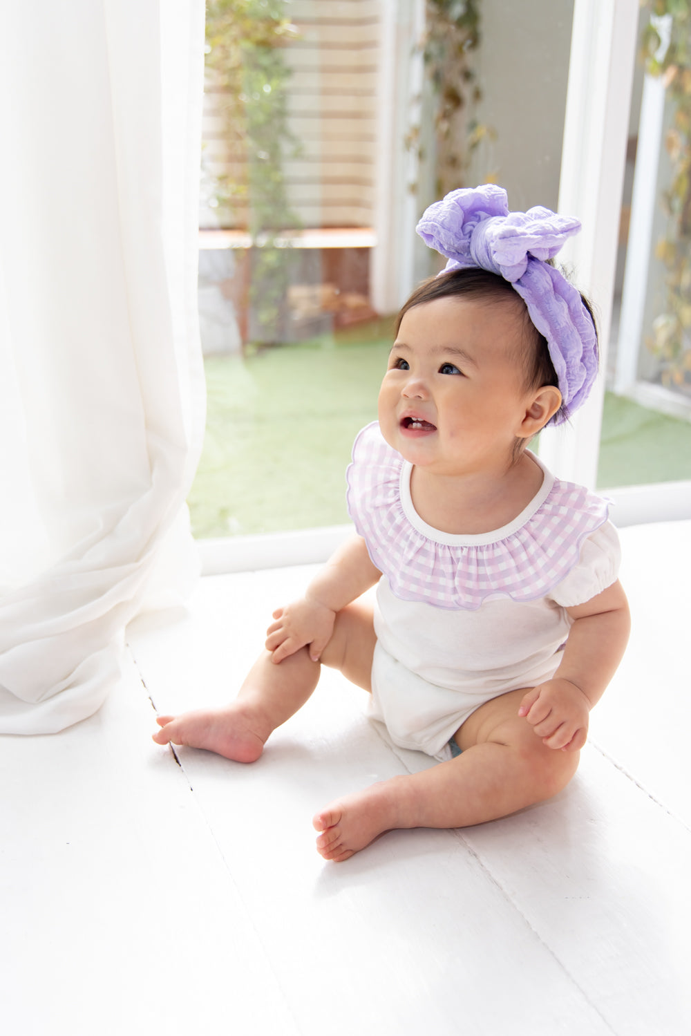 チェックフリルロンパース【110064】