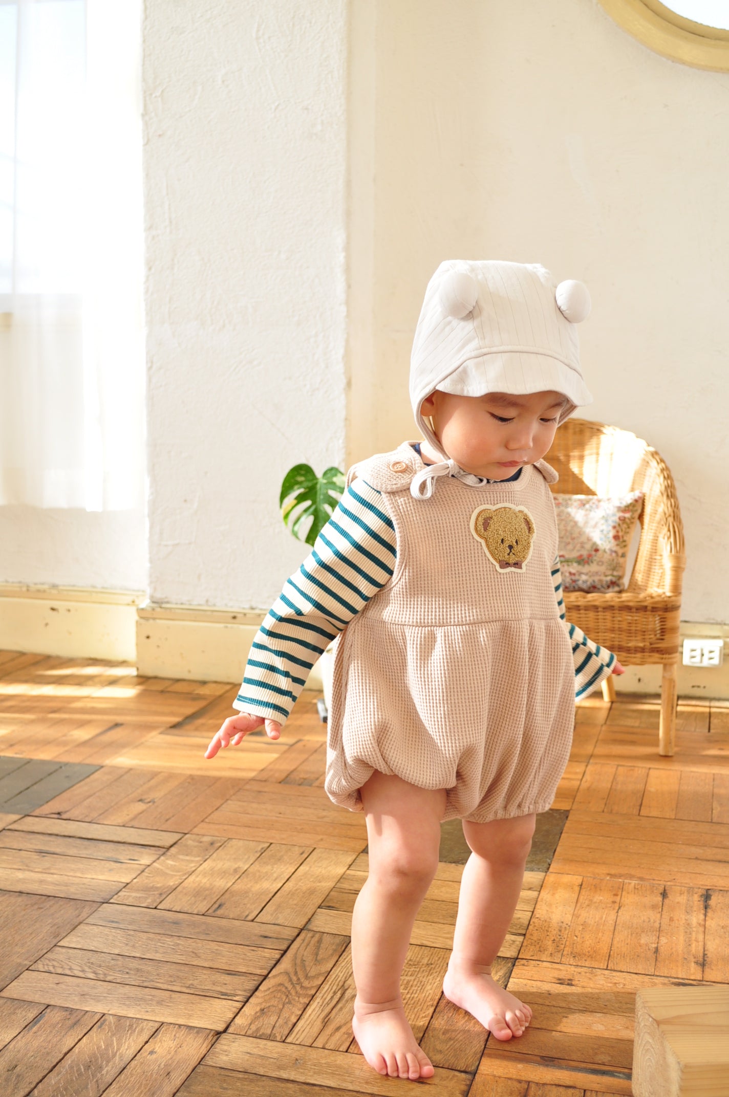 Bear Waffle Salopette【150006】(brown)