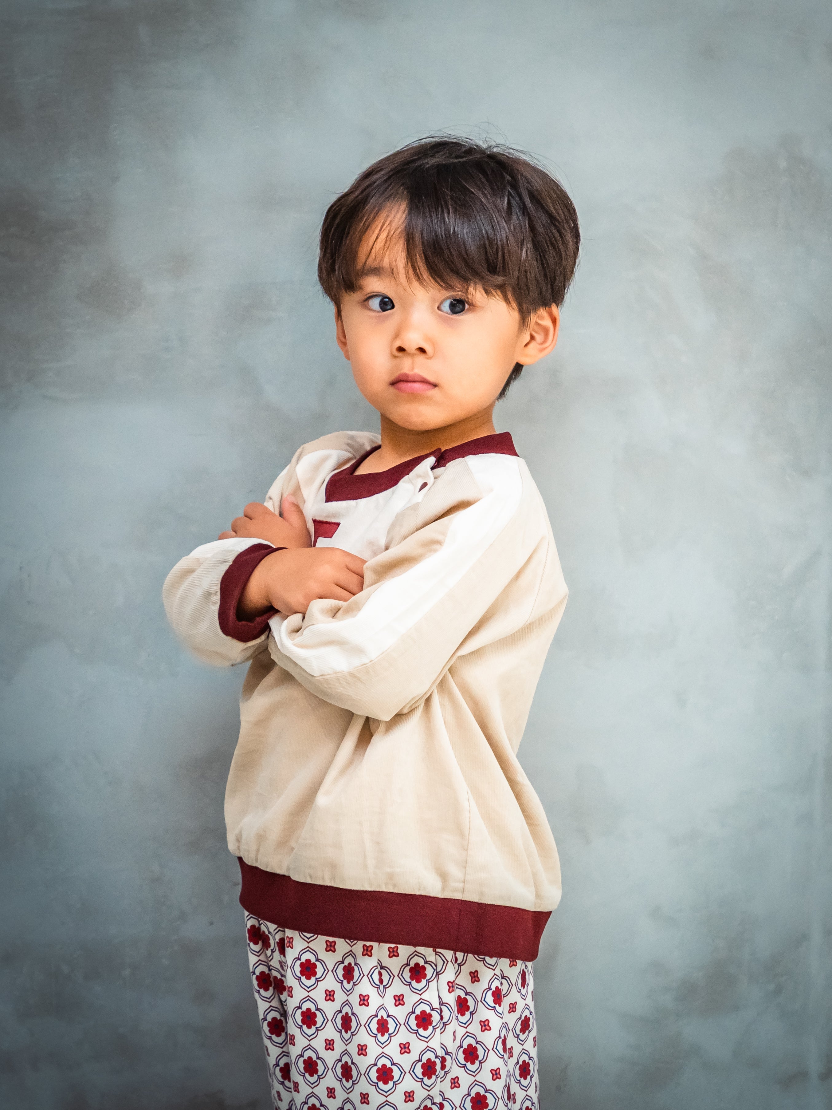 シャツコール配色トレーナー【110101】(Beige)