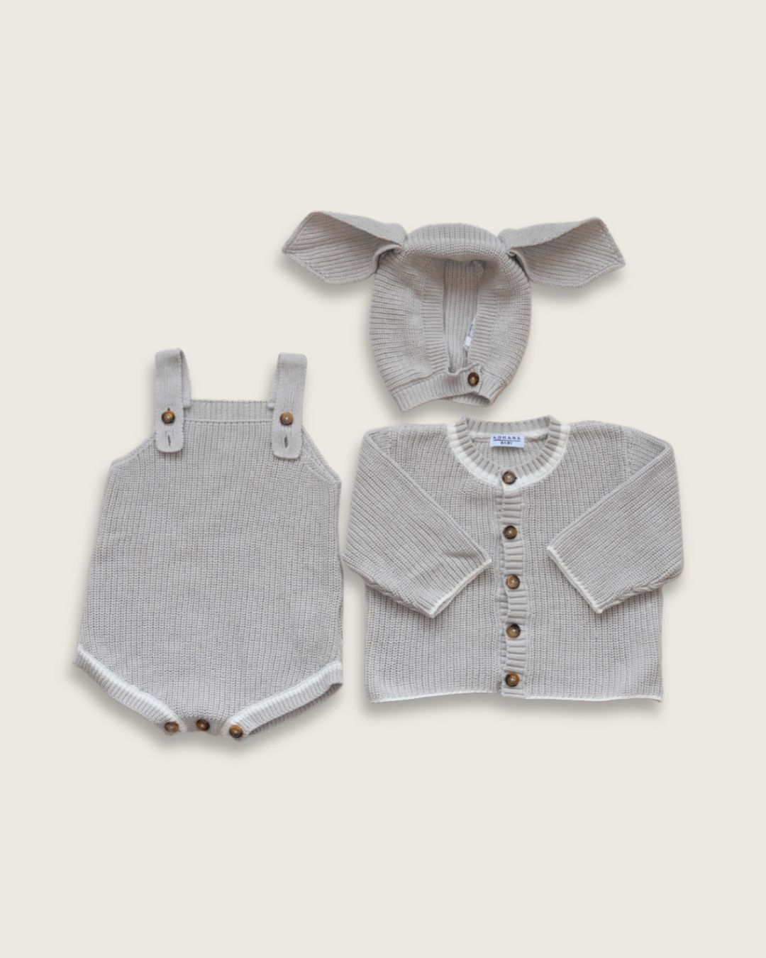 Rabbit Knit Three Piece(gray)