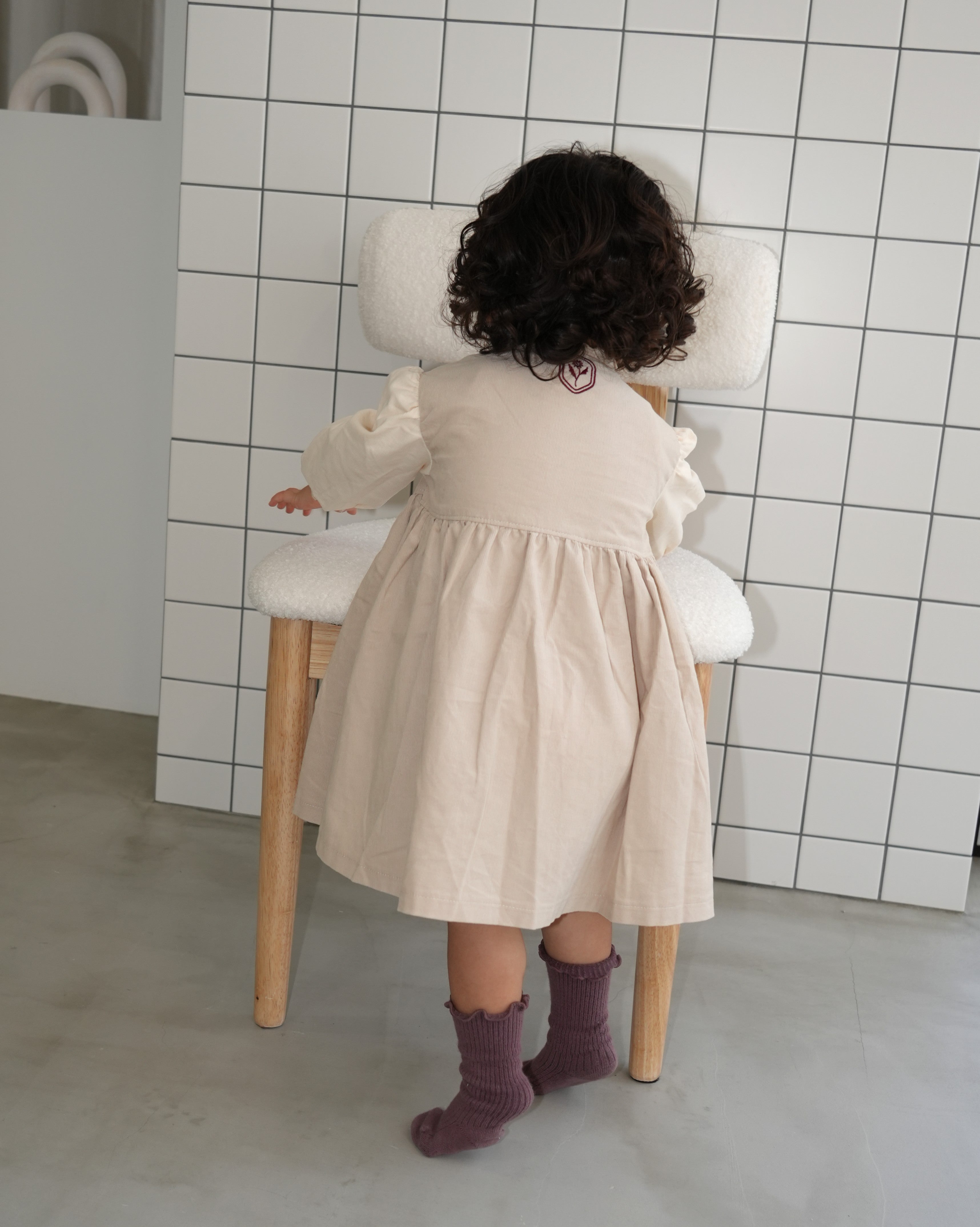 Antique Embroidered Corduroy Shirt Dress【110408】
