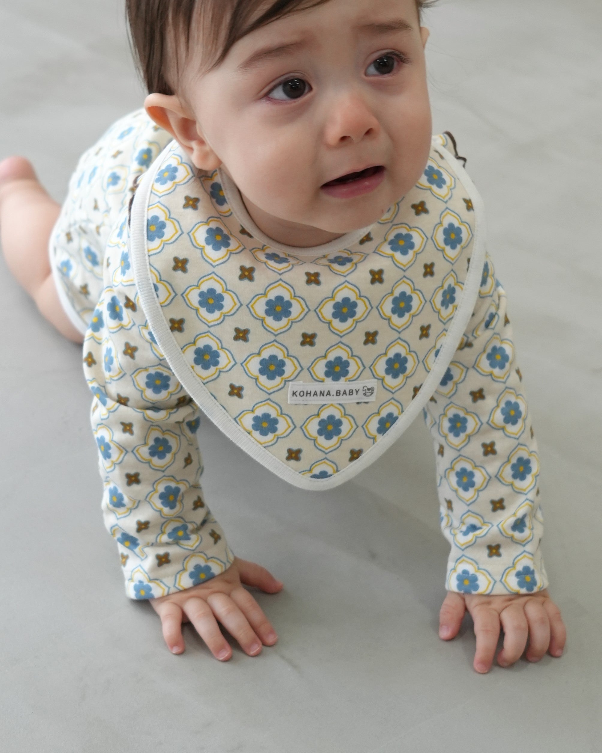 Vintage Tile Pattern Bib【110114】 (blue)
