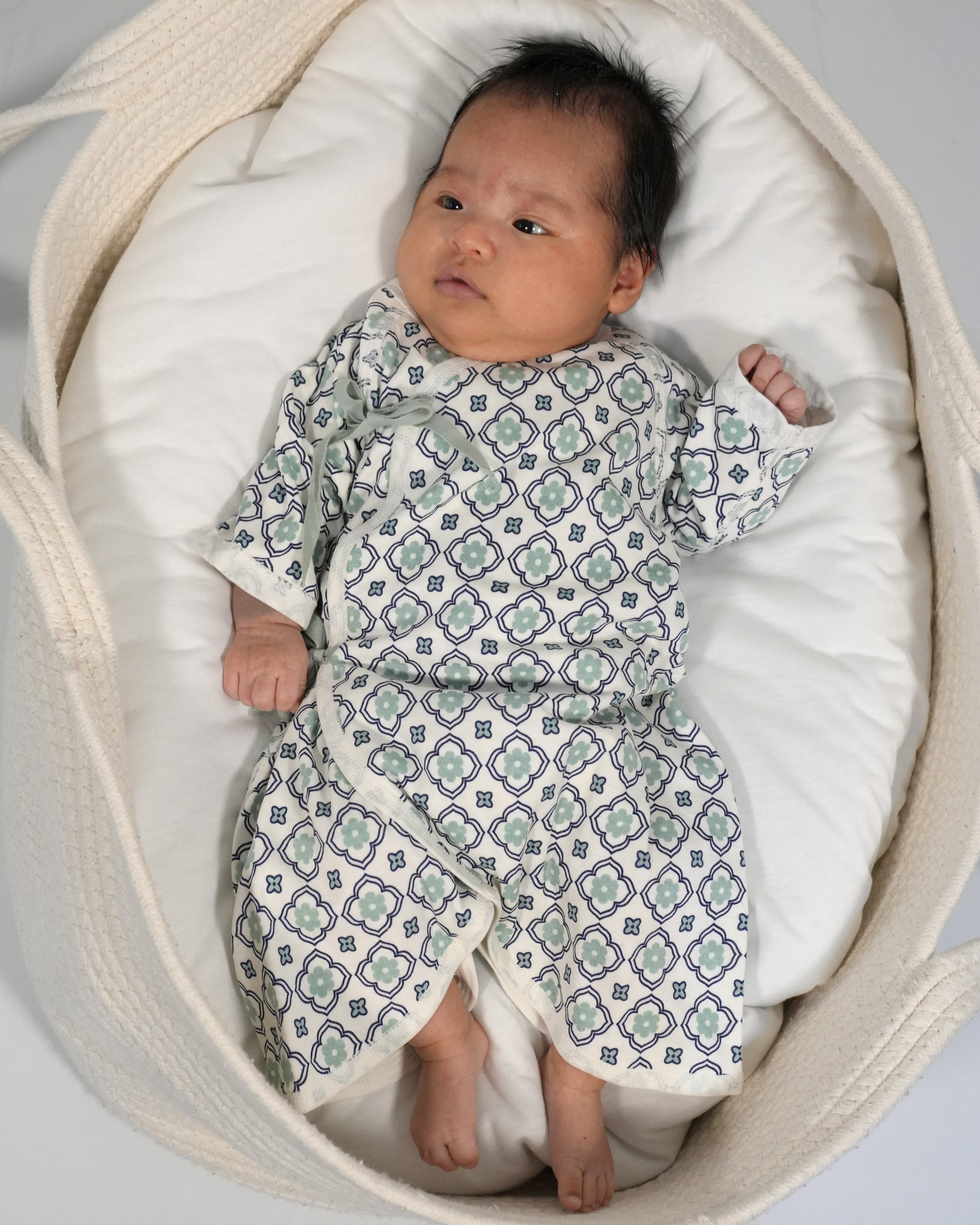 Vintage Tile Print Kimono Bodysuit Set 【110224】 (50-60)