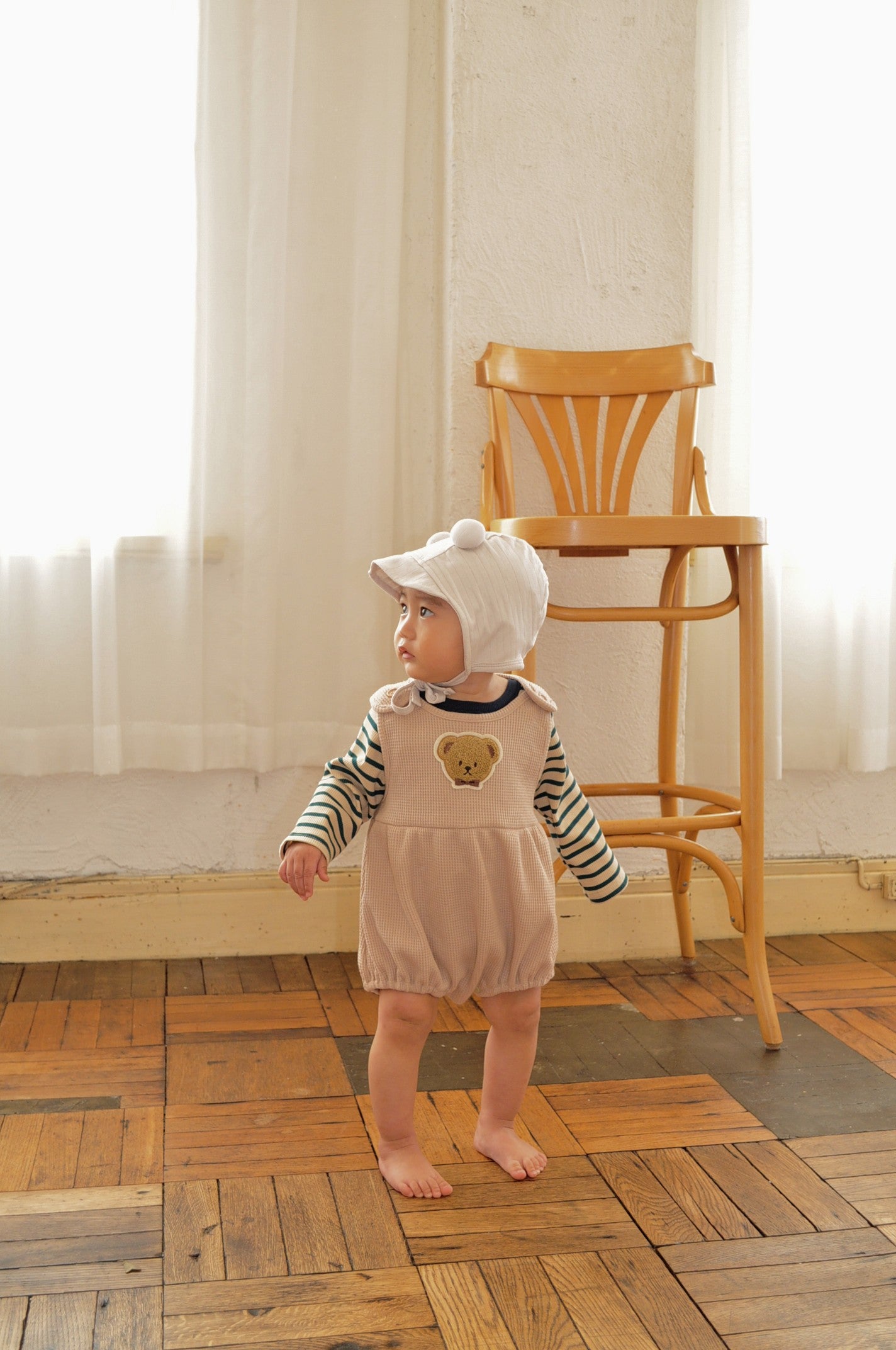 くまさんワッフルサロペット【150006】(brown)