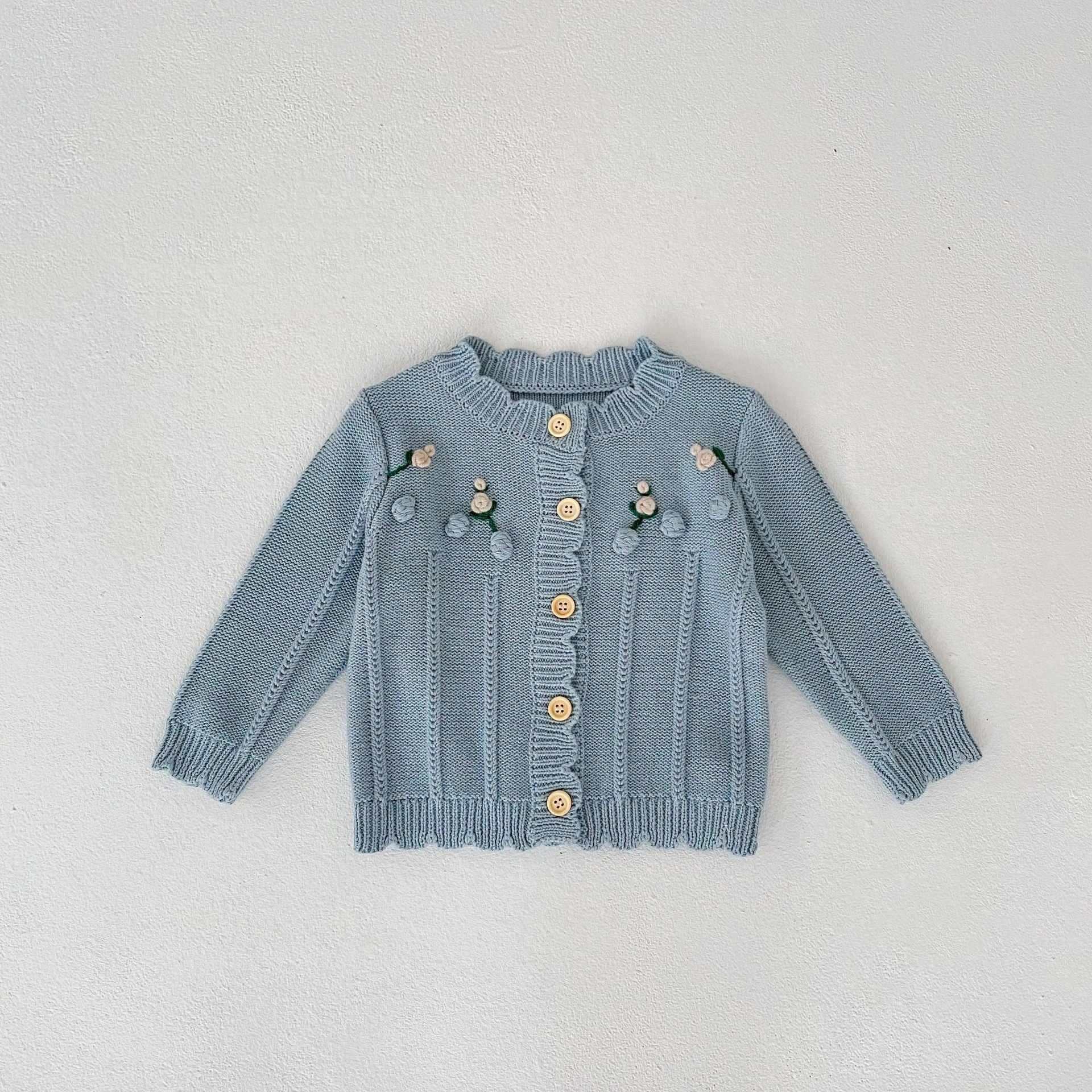 (予約商品)ボンボンフラワーニットカーディガン/サロペット【N2637】