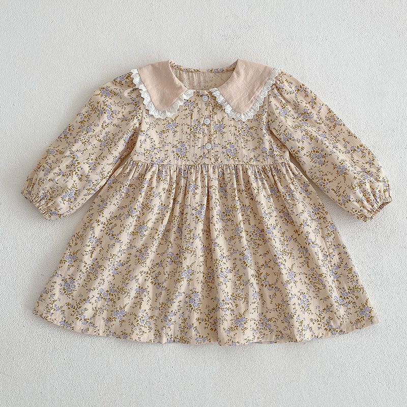 (予約商品)レース襟花柄ロンパース/ワンピース【N3023】