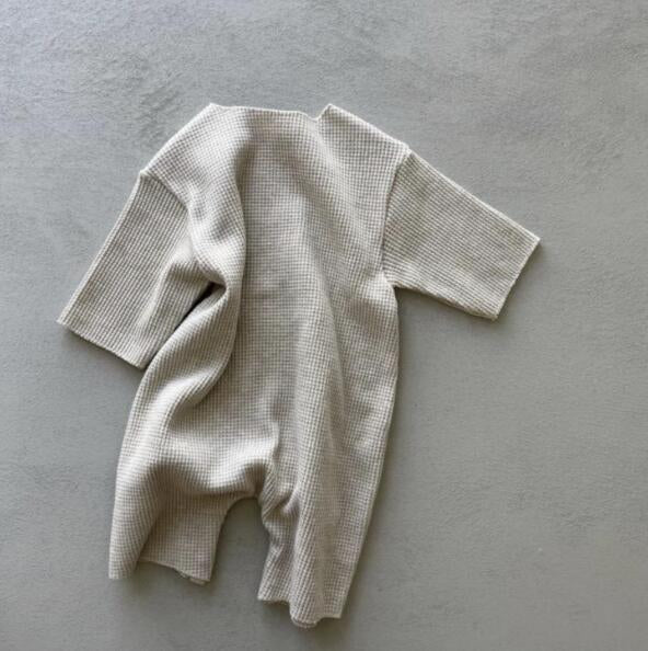 (予約商品)ワッフルカラーポケットロンパース【N2644】