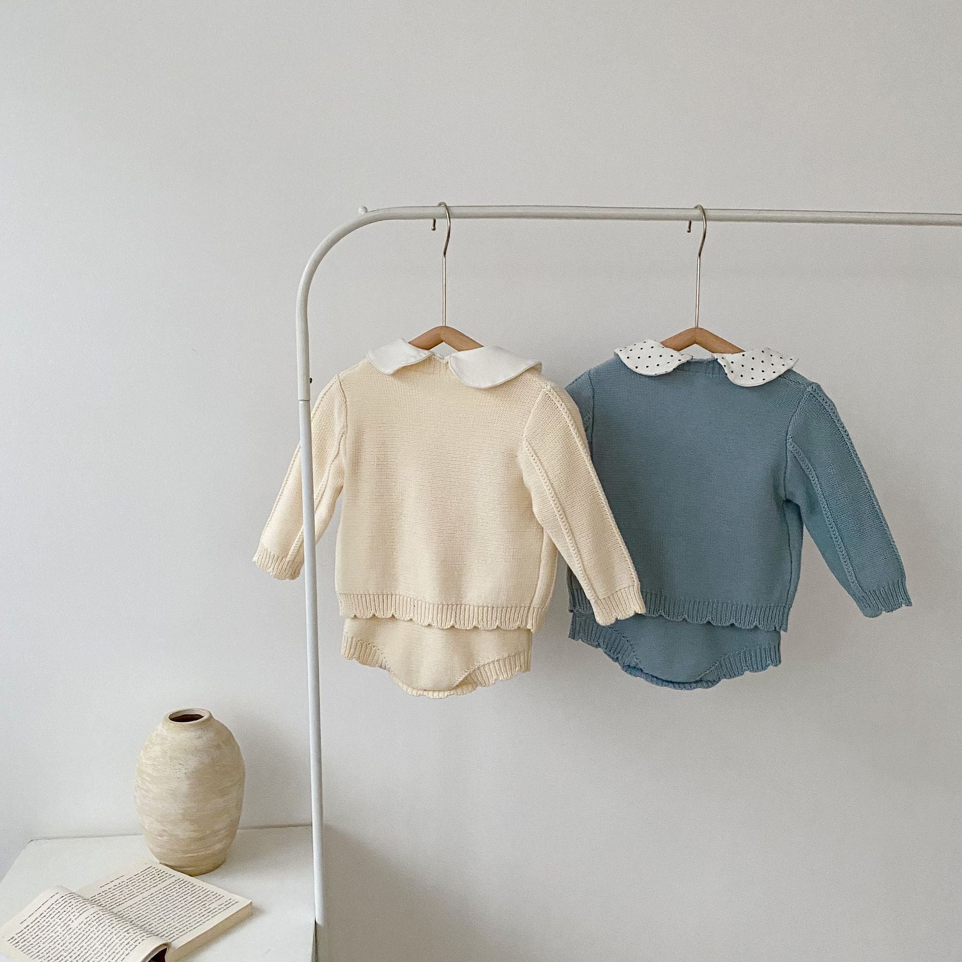 (予約商品)ボンボンフラワーニットカーディガン/サロペット【N2637】