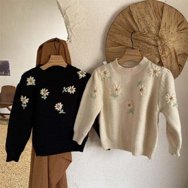 Flower embroidered clearance sweater