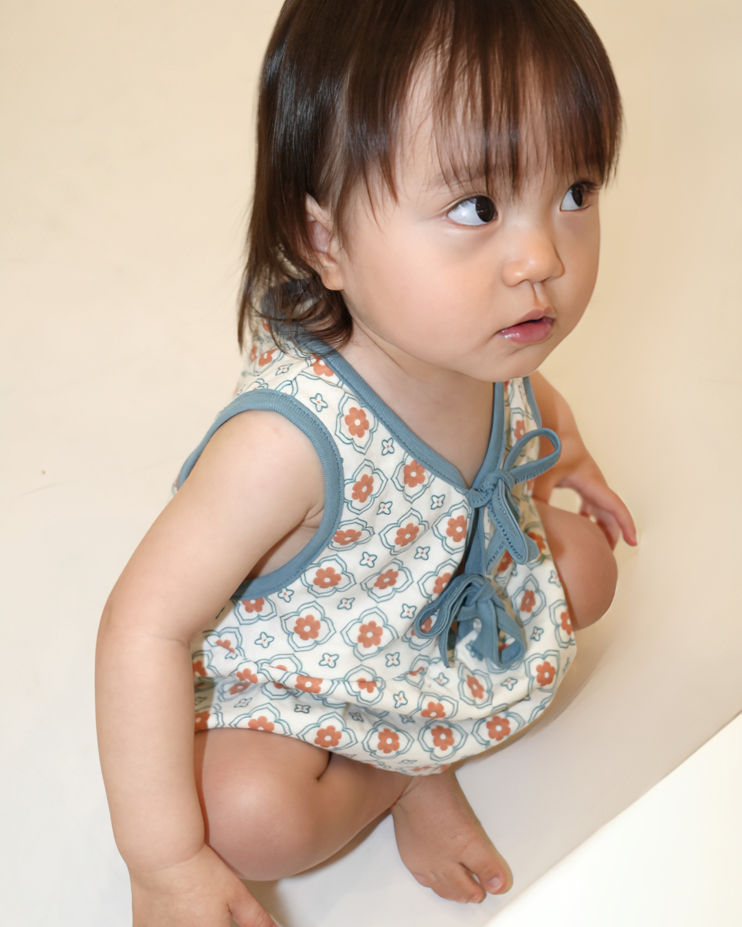 Vintage Tile Pattern Bloomer Salopette【110220】 (Blue)