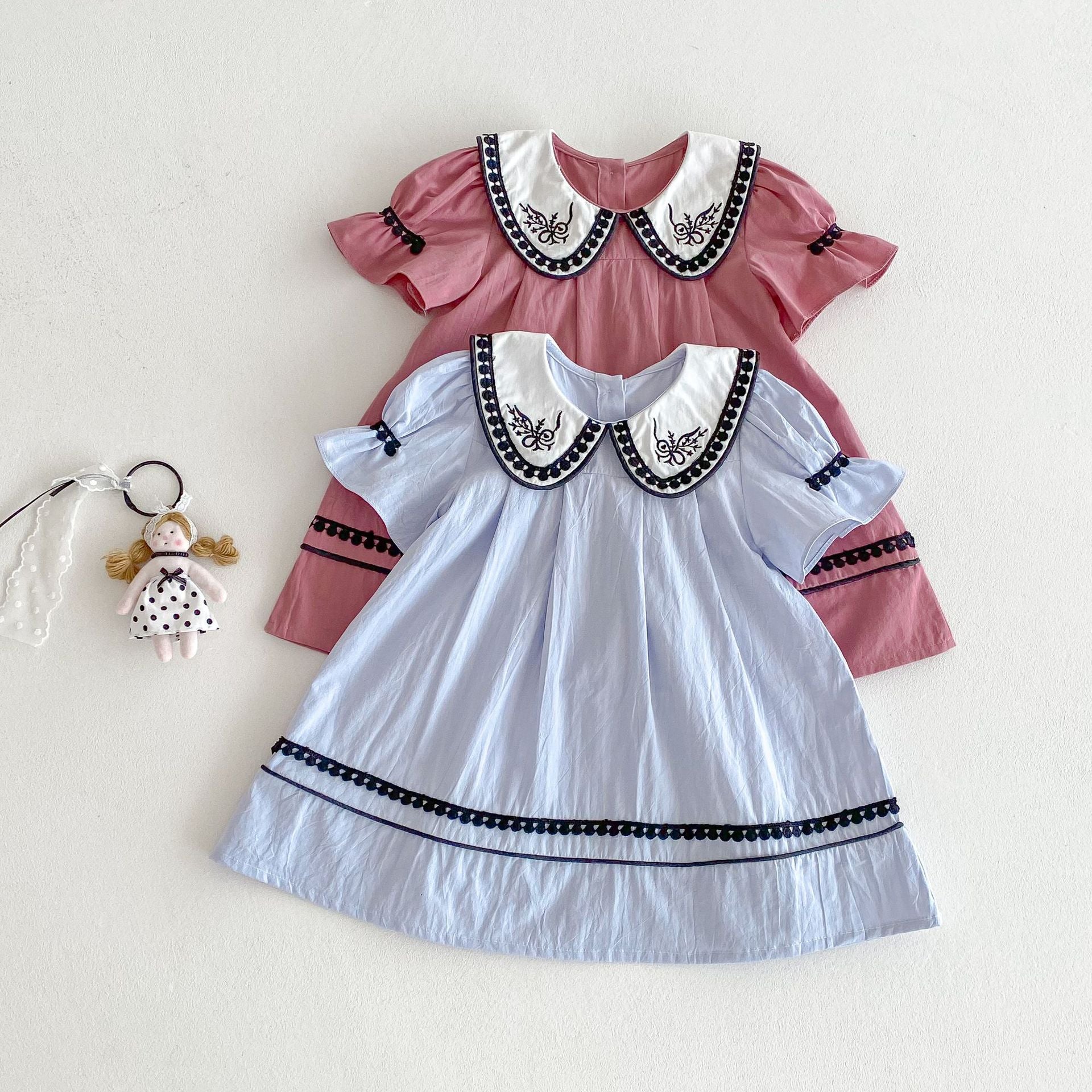 刺繍レースカラーワンピース【K266】