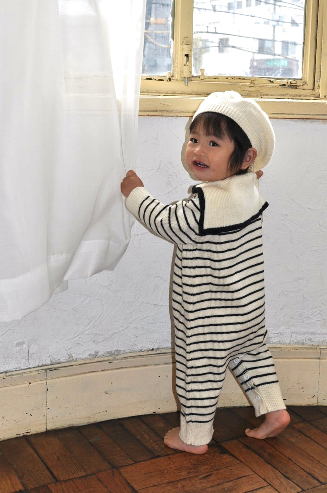 Sailor Collar Knit Cover All(border)