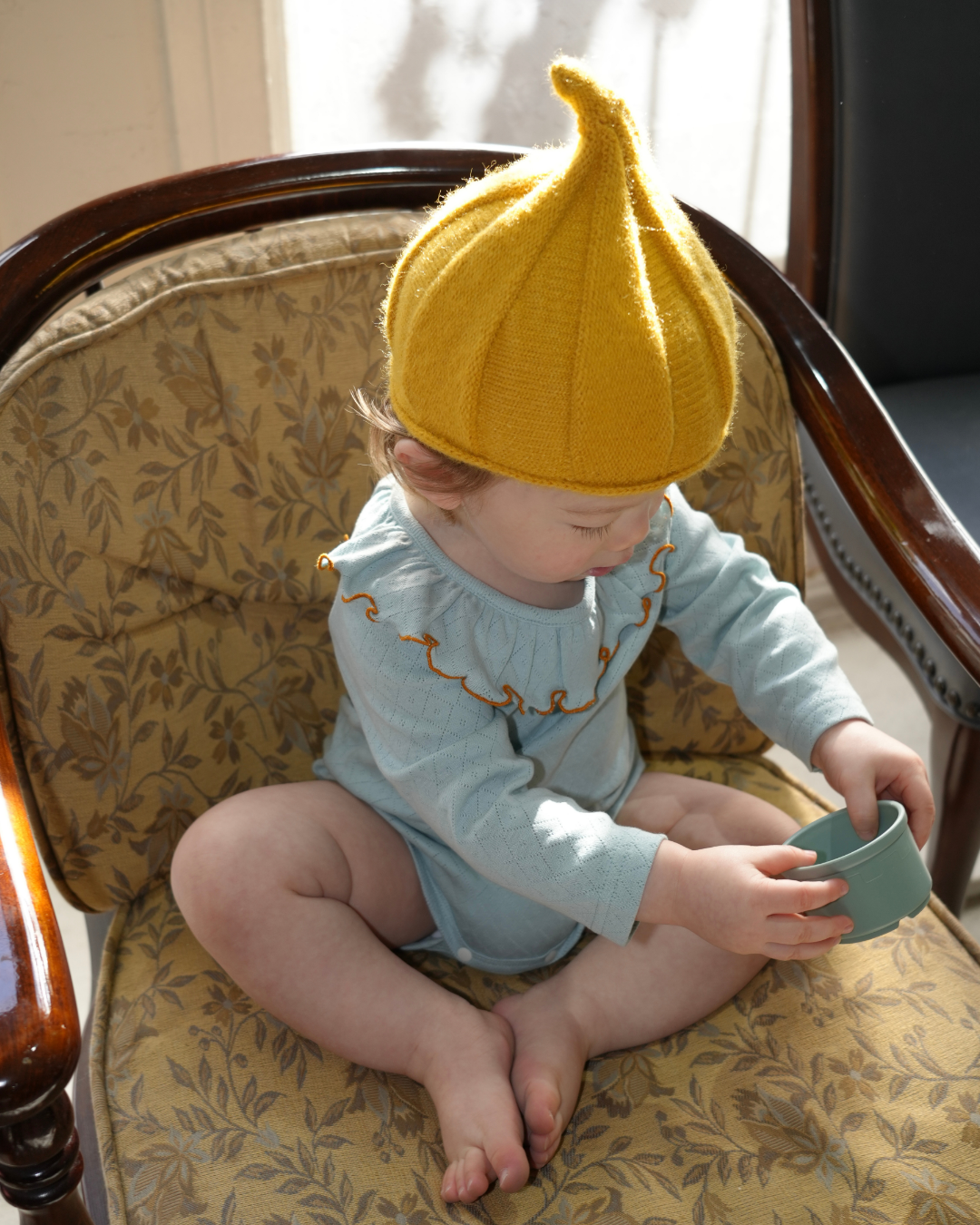 Frill Colour Eyelet Fraise Rompers【110053】（green）