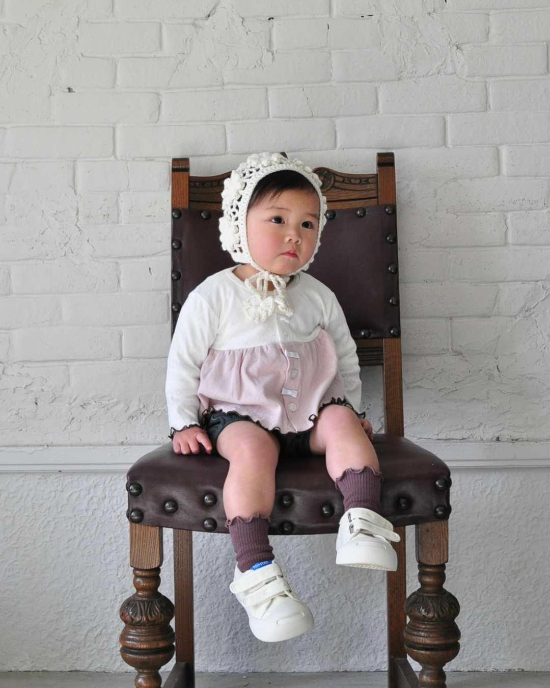 Eyelet Bicolor Cardigan【110130】 (pink)