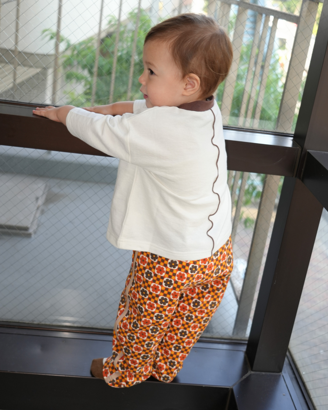 Retro Dot Flower Baggy Pants [110301]