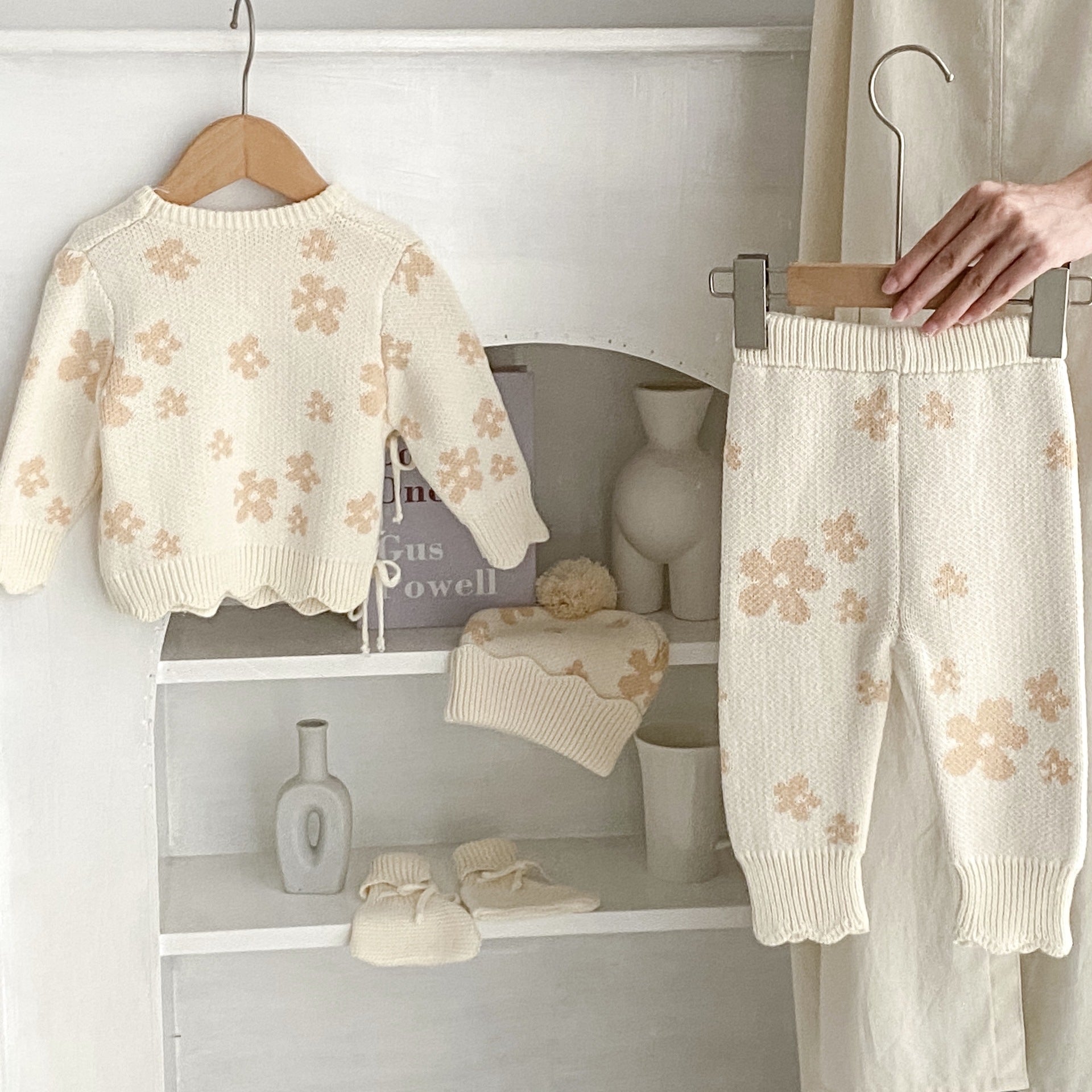 Flower design knit 4 items [N3202] 