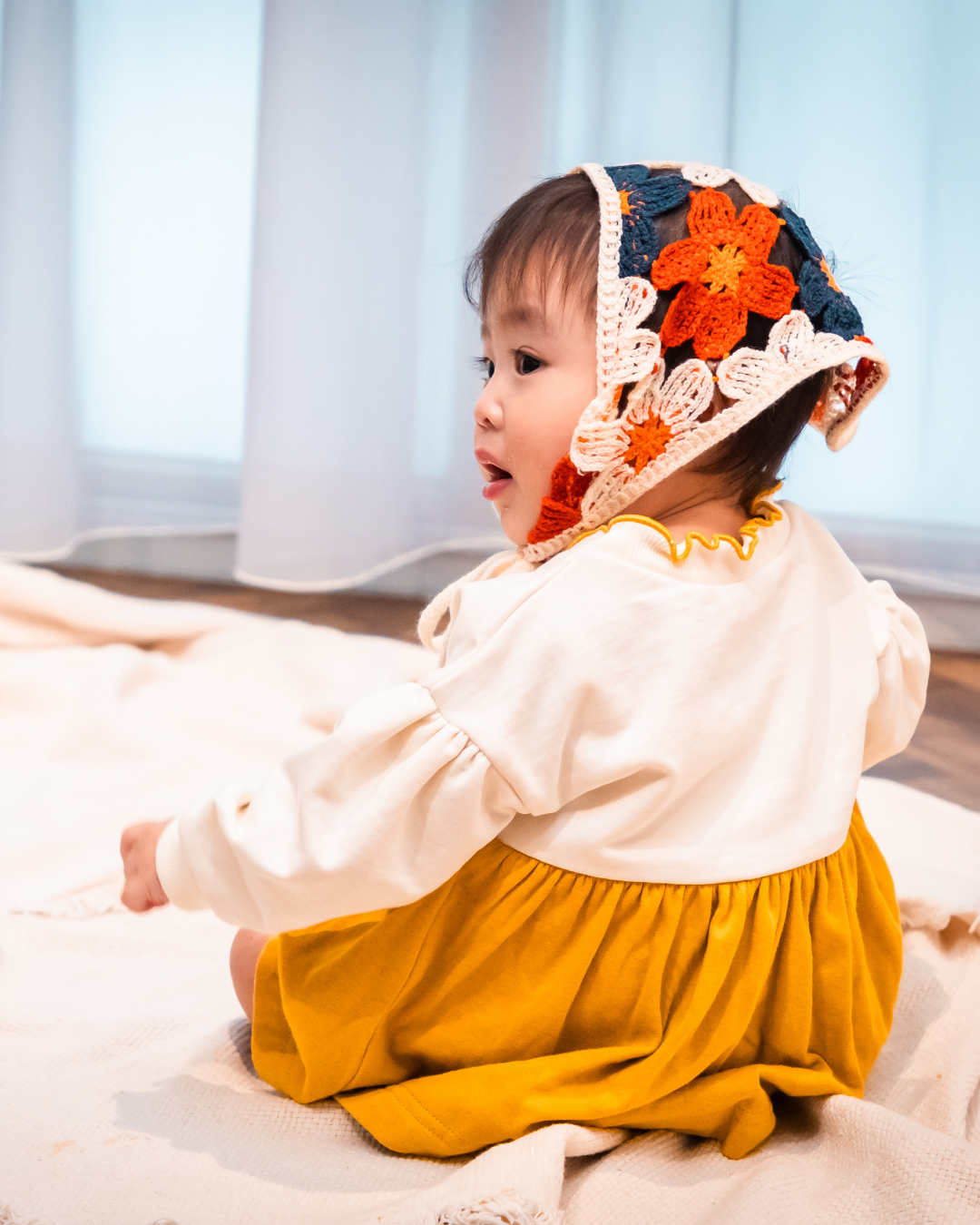 (Pre-order item) Floral Romper with Skirt [110079] (Mustard) 