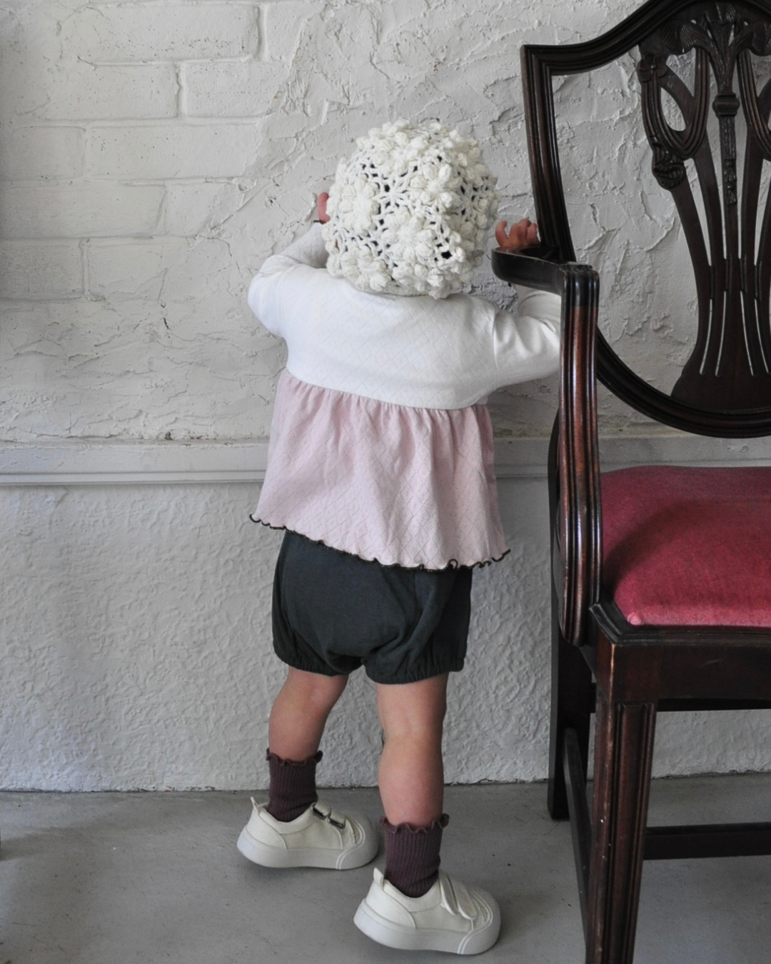 Eyelet Bicolor Cardigan【110130】 (pink)