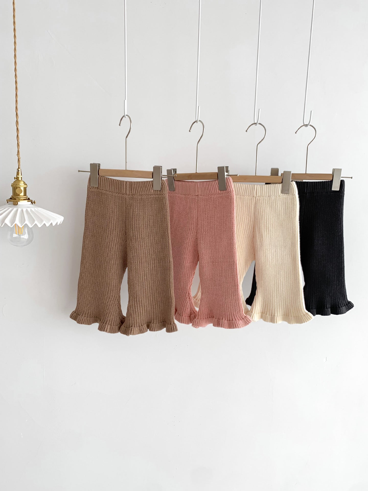 One color frill knit pants [N3217] 