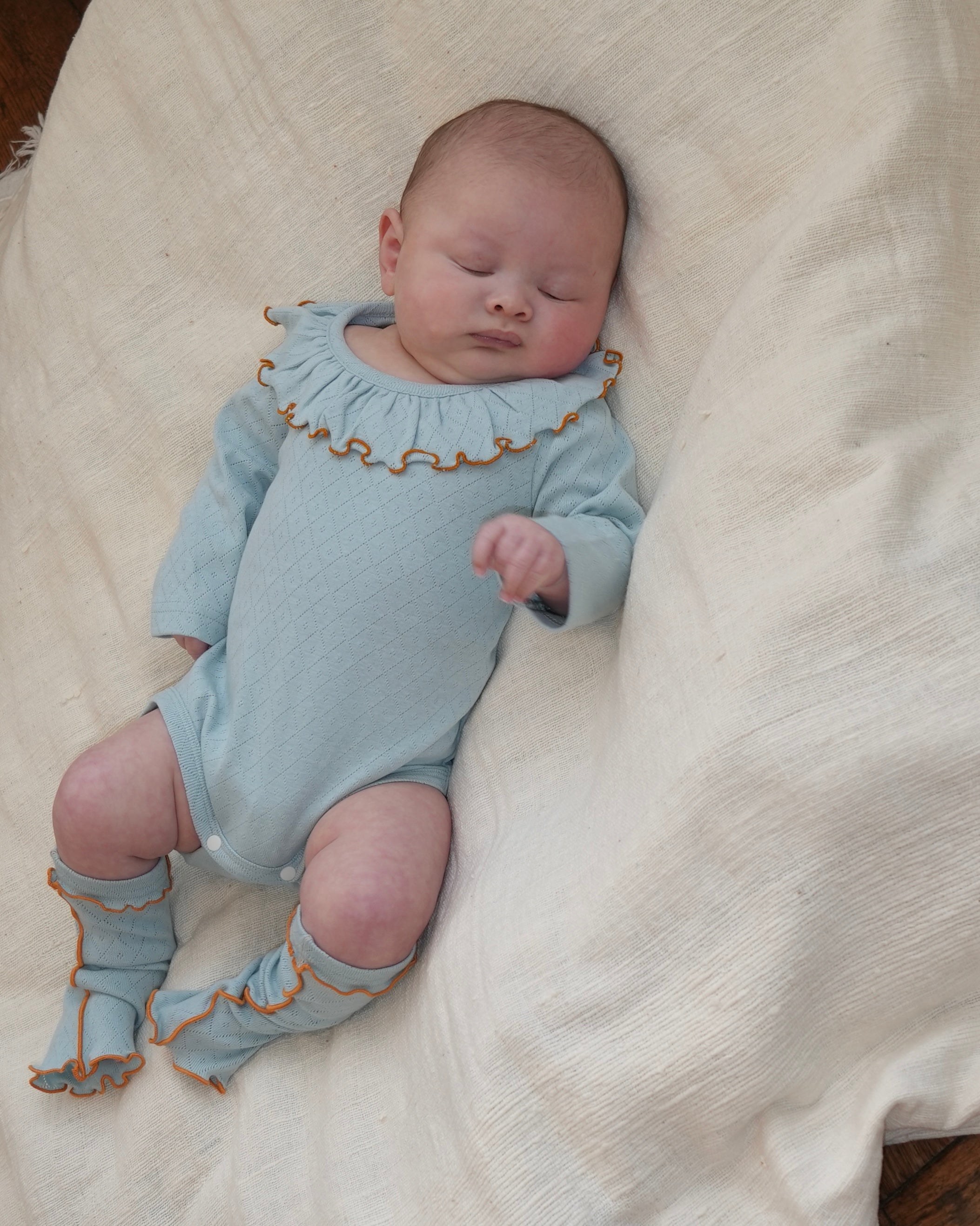 Frill Colour Eyelet Fraise Rompers【110053】（green）