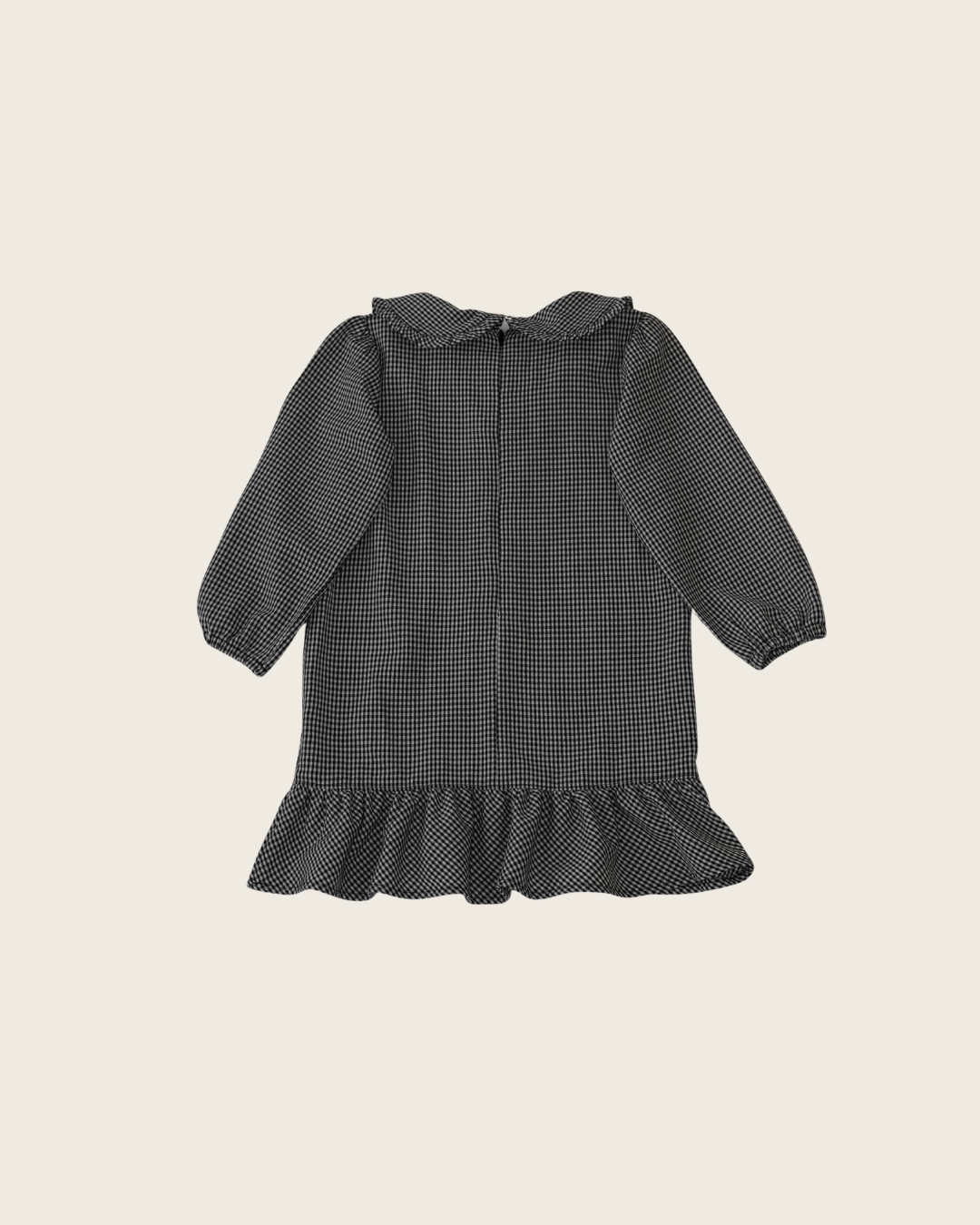 Check Pattern Frill Collar A-Line One piece【110218】 (black)