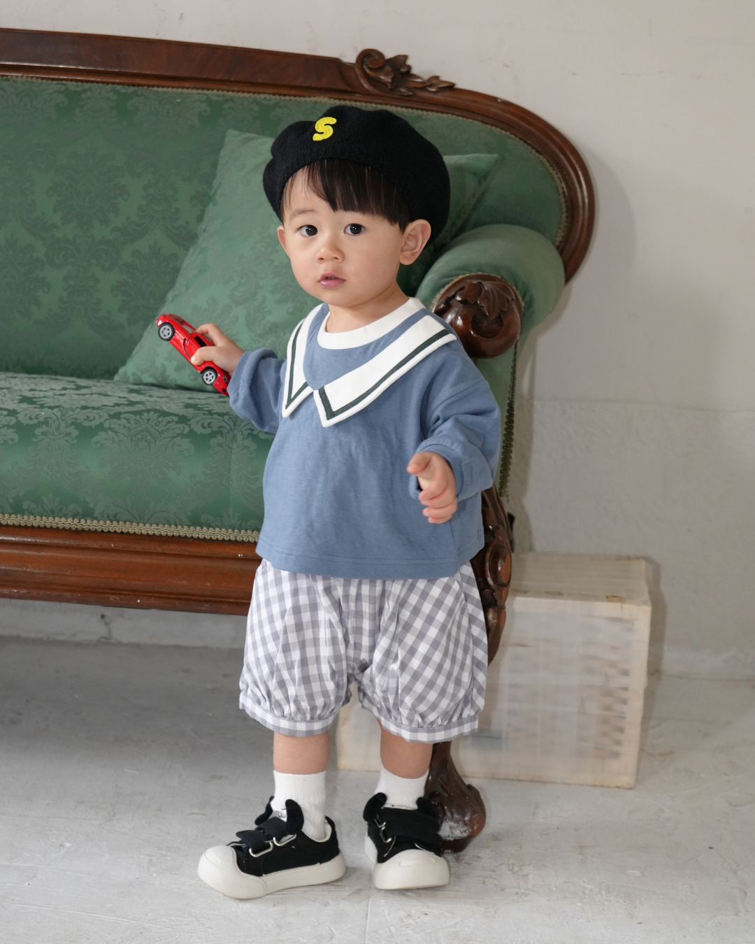 Sailor Collar Volume Sleeve Top【110124】(blue)