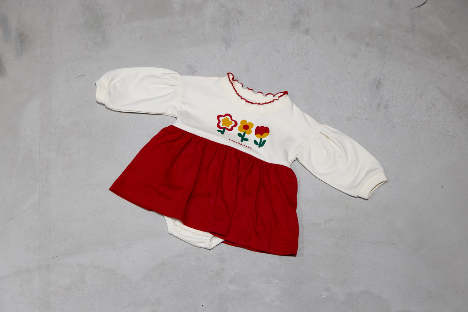 (Pre-order item) Floral Romper with Skirt [110079] (Red) 