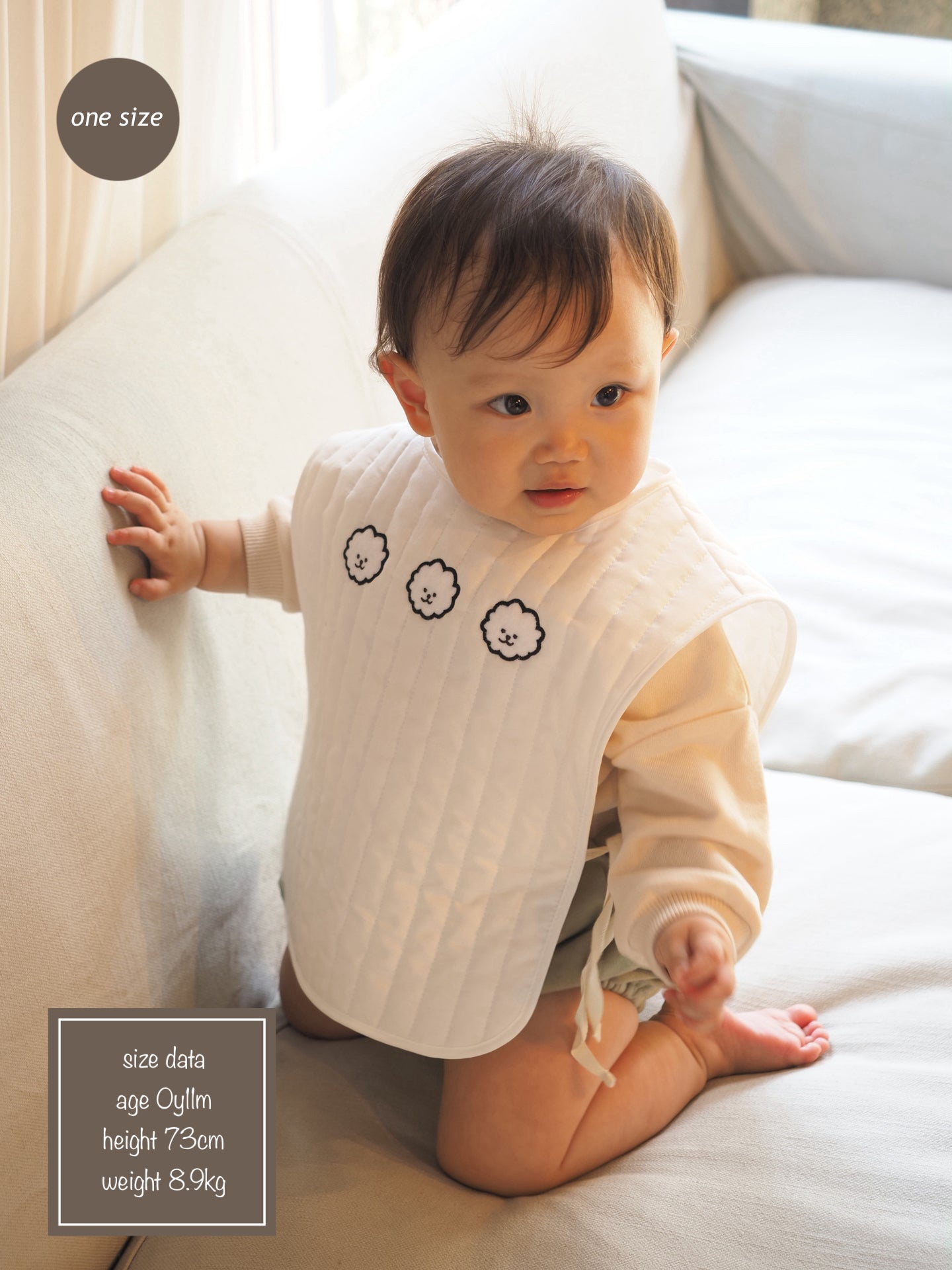 [KOHANA MADE] organic cotton quilted vest/bichon frise -made in Japan-