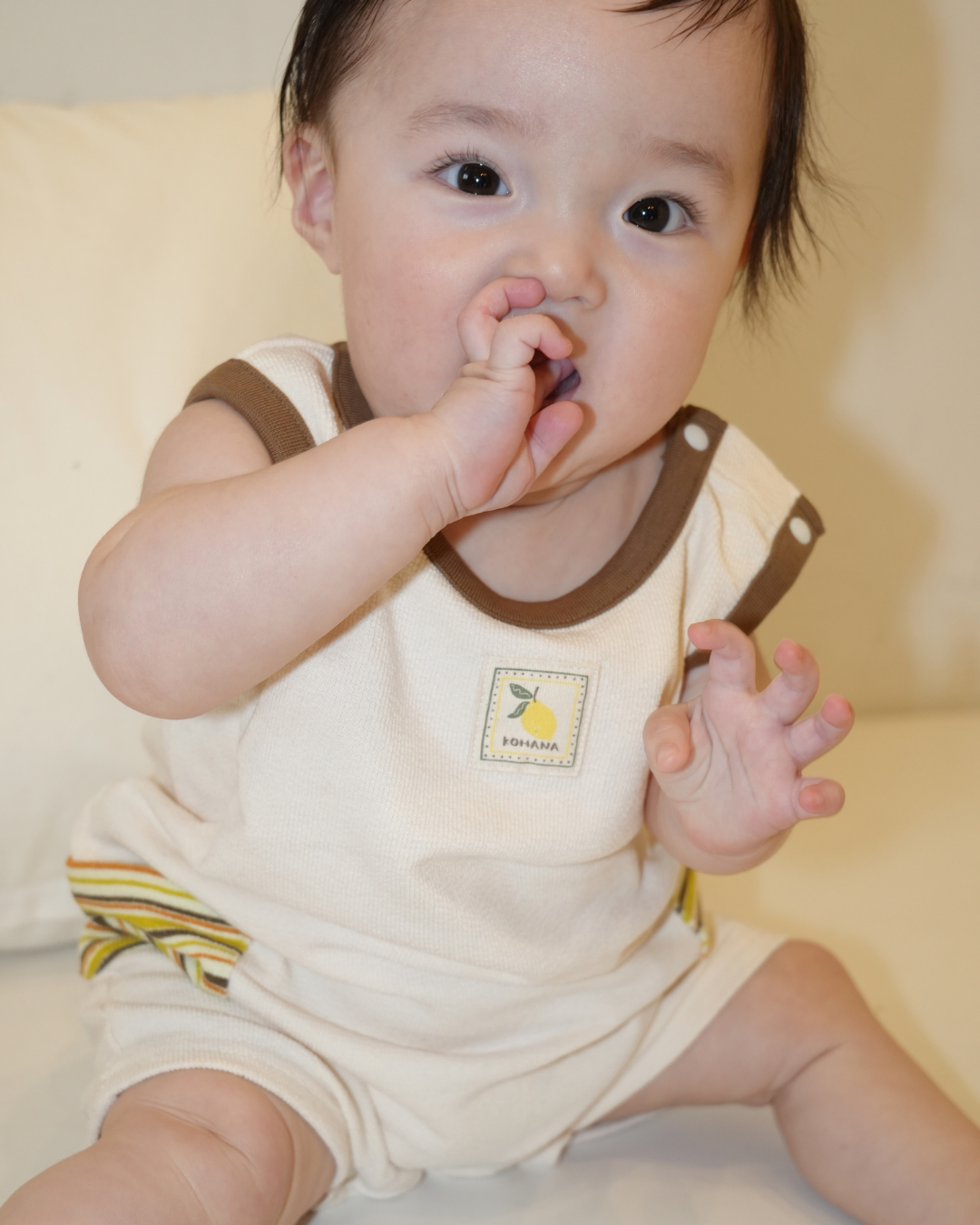 Lemon Striped Pocket Coverall【110229】