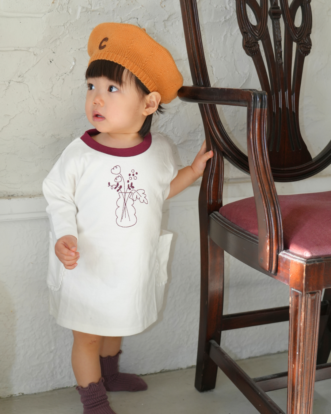 Botanical Embroidered T-Shirt One piece【110125】(white)