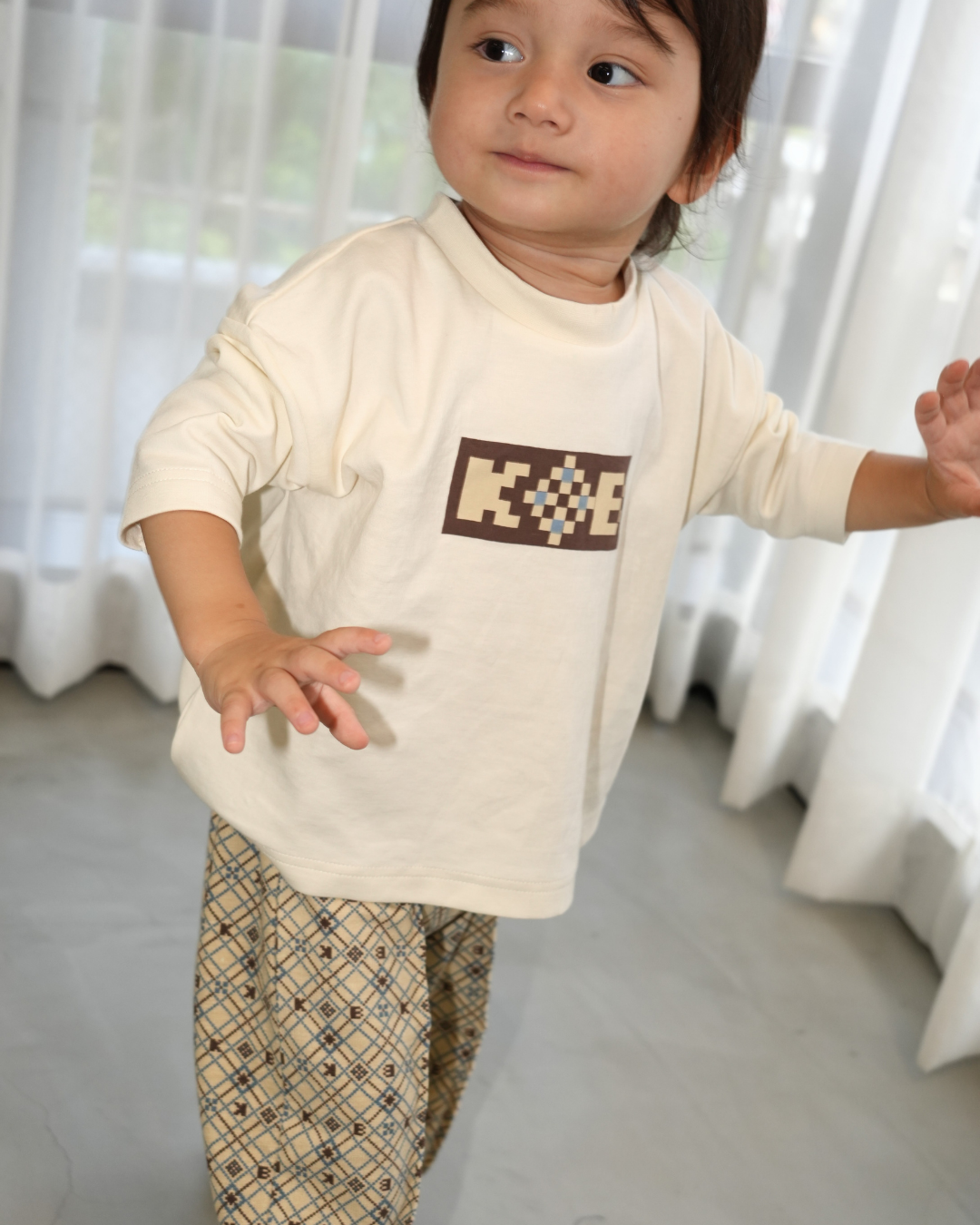Pixel Art Logo 3/4 Sleeve Tops【110317】